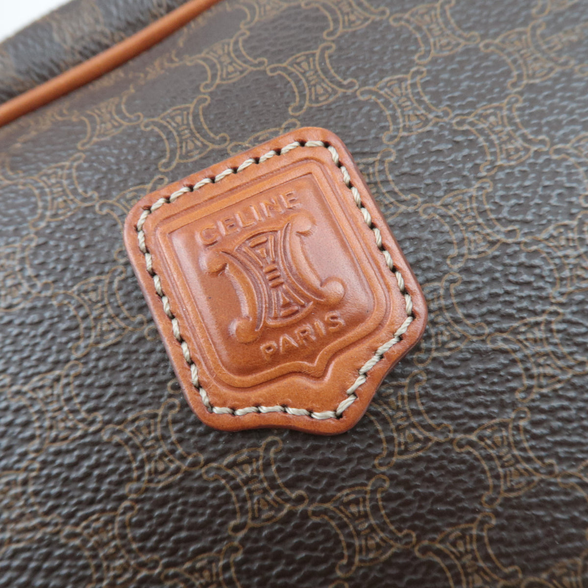 CELINE Macadam PVC Leather Handbag Brown