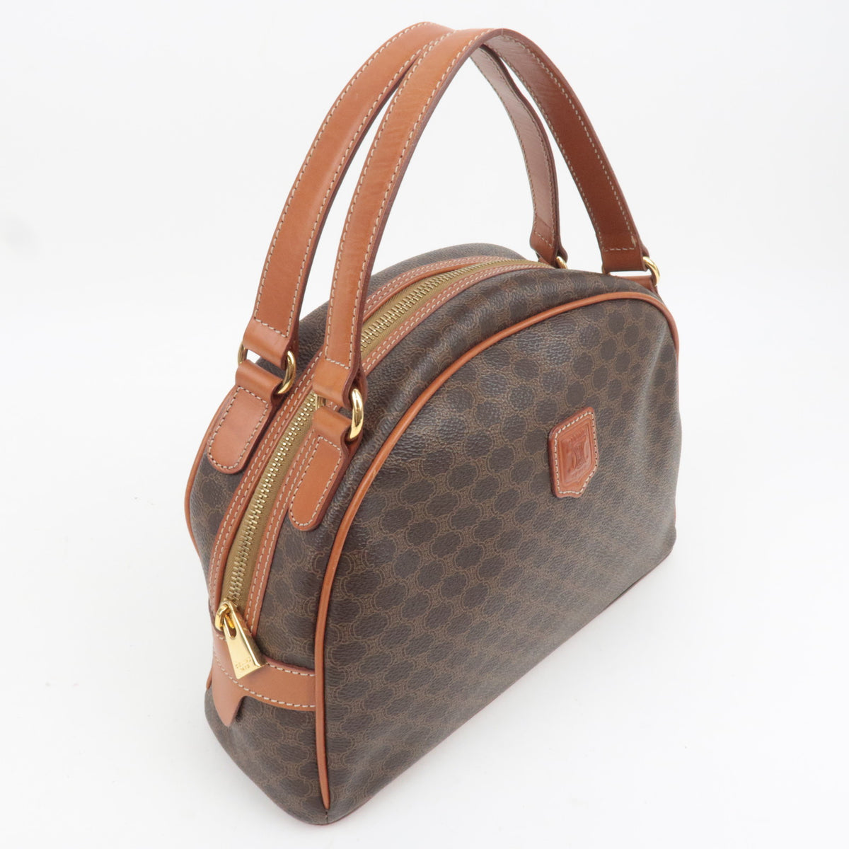 CELINE Macadam PVC Leather Handbag Brown
