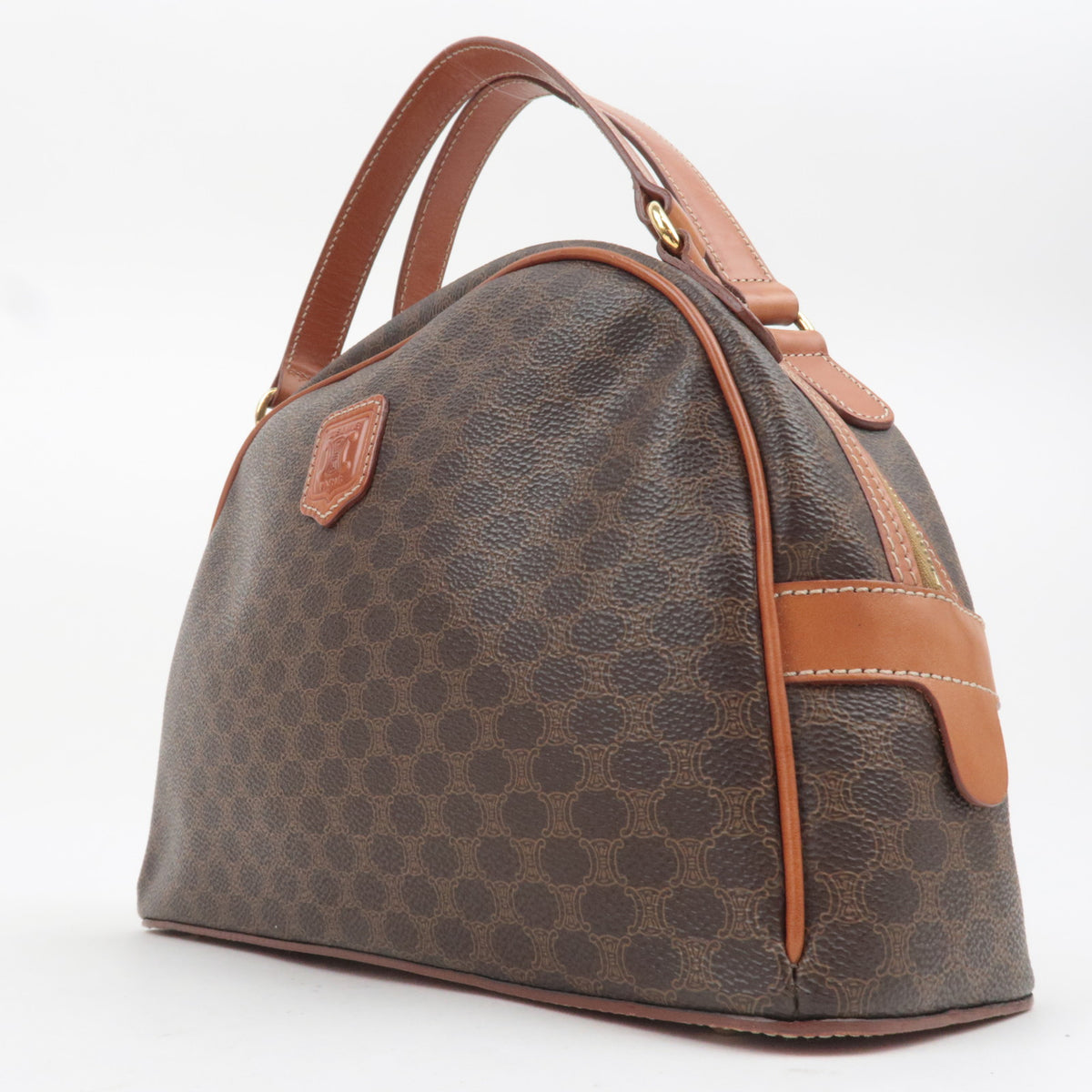 CELINE Macadam PVC Leather Handbag Brown