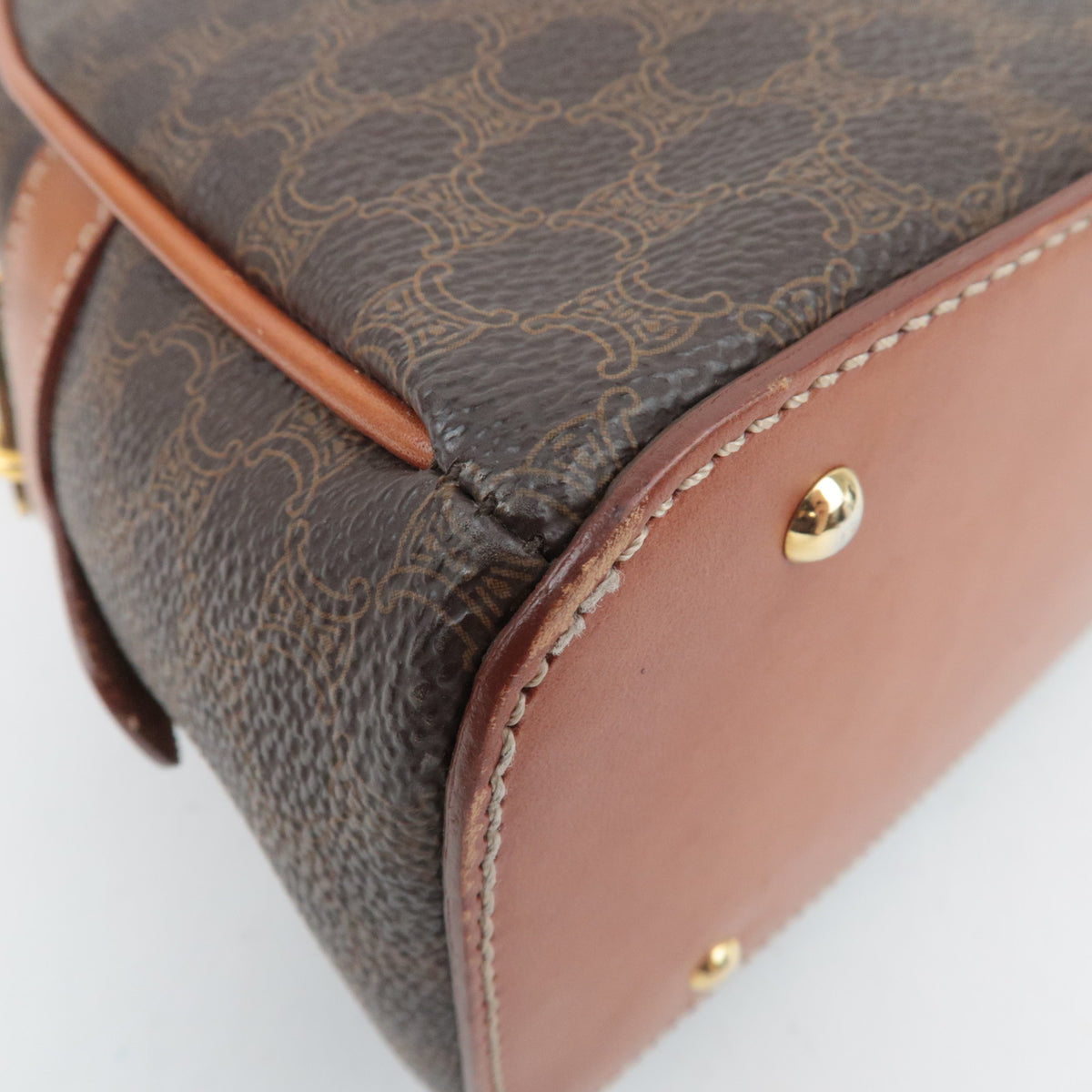 CELINE Macadam PVC Leather Handbag Brown