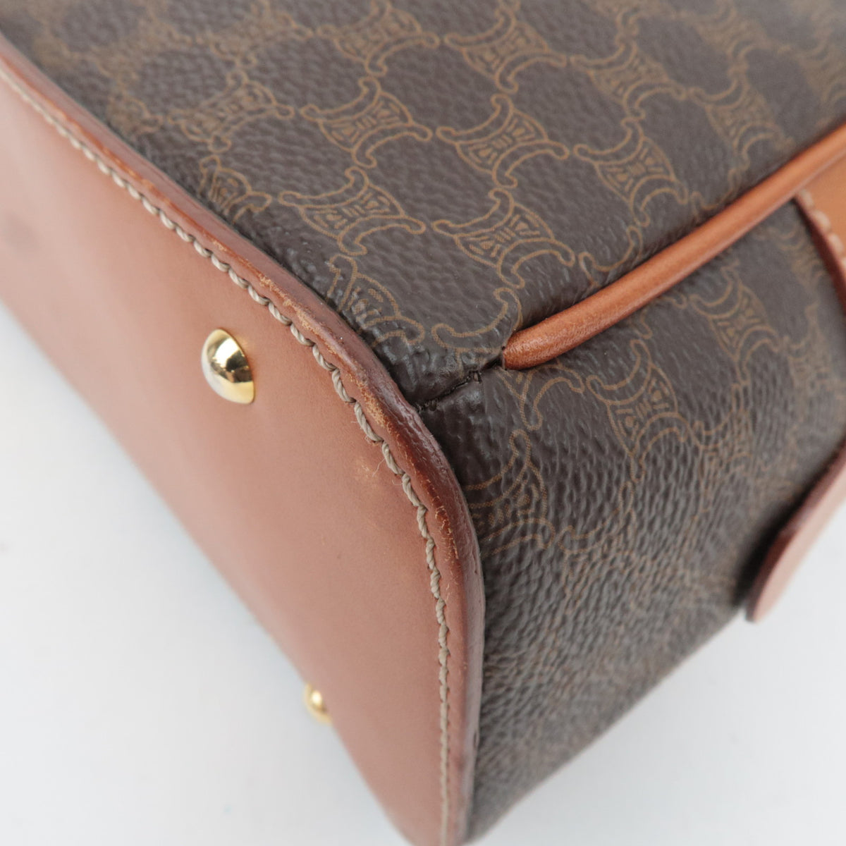 CELINE Macadam PVC Leather Handbag Brown