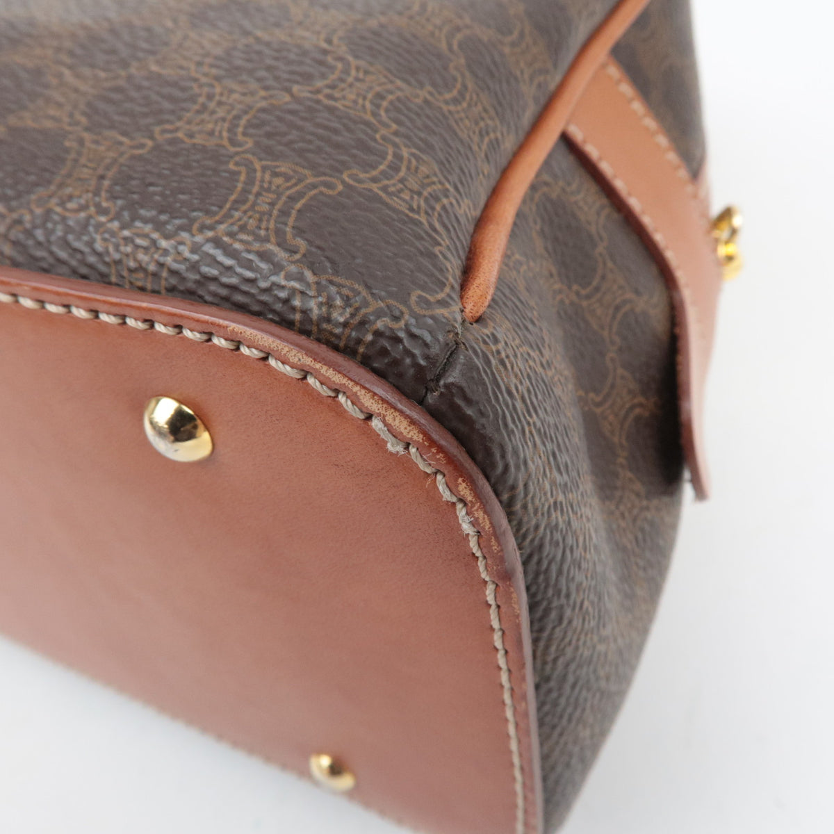 CELINE Macadam PVC Leather Handbag Brown