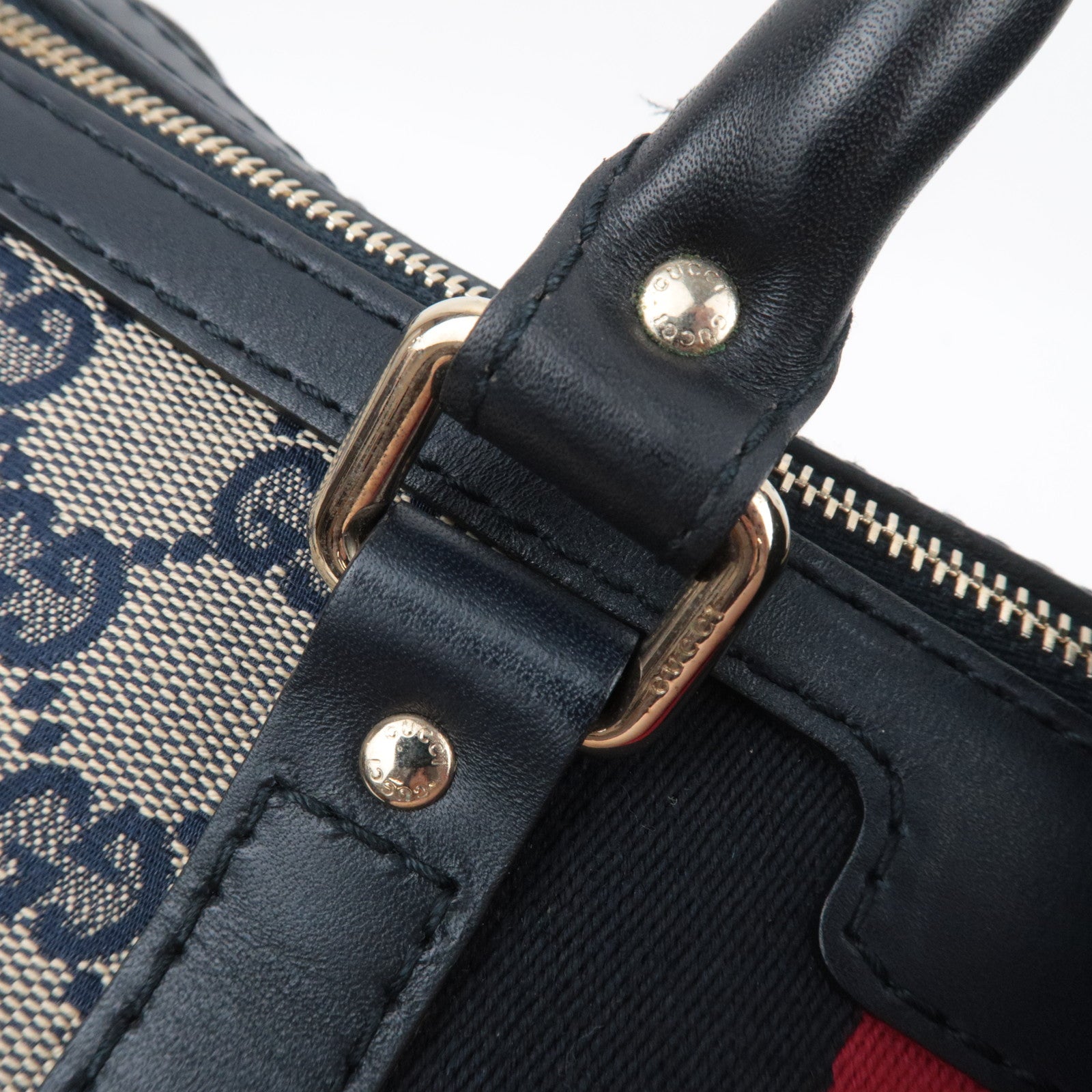 GUCCI Sherry GG Canvas 2Way Handbag Beige Navy 247205