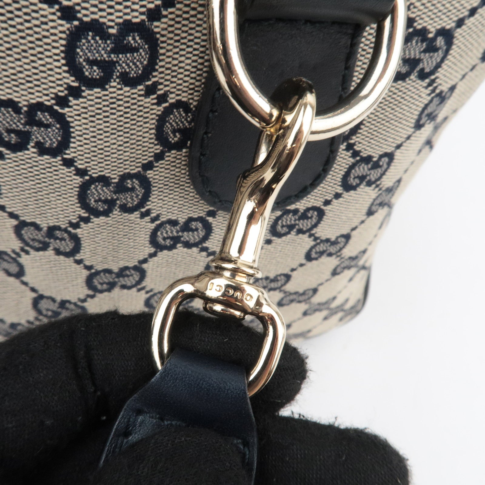 GUCCI Sherry GG Canvas 2Way Handbag Beige Navy 247205