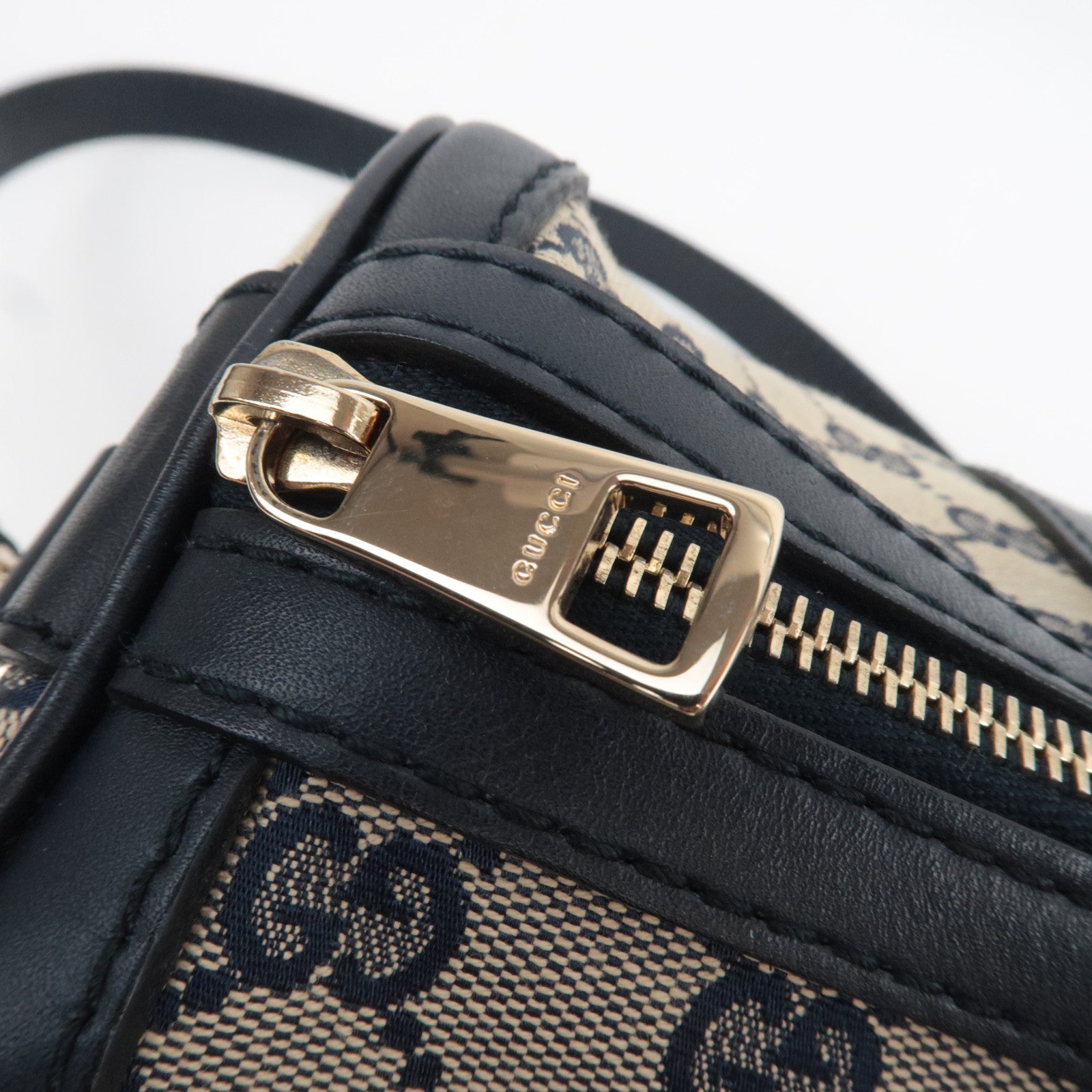 GUCCI Sherry GG Canvas 2Way Handbag Beige Navy 247205