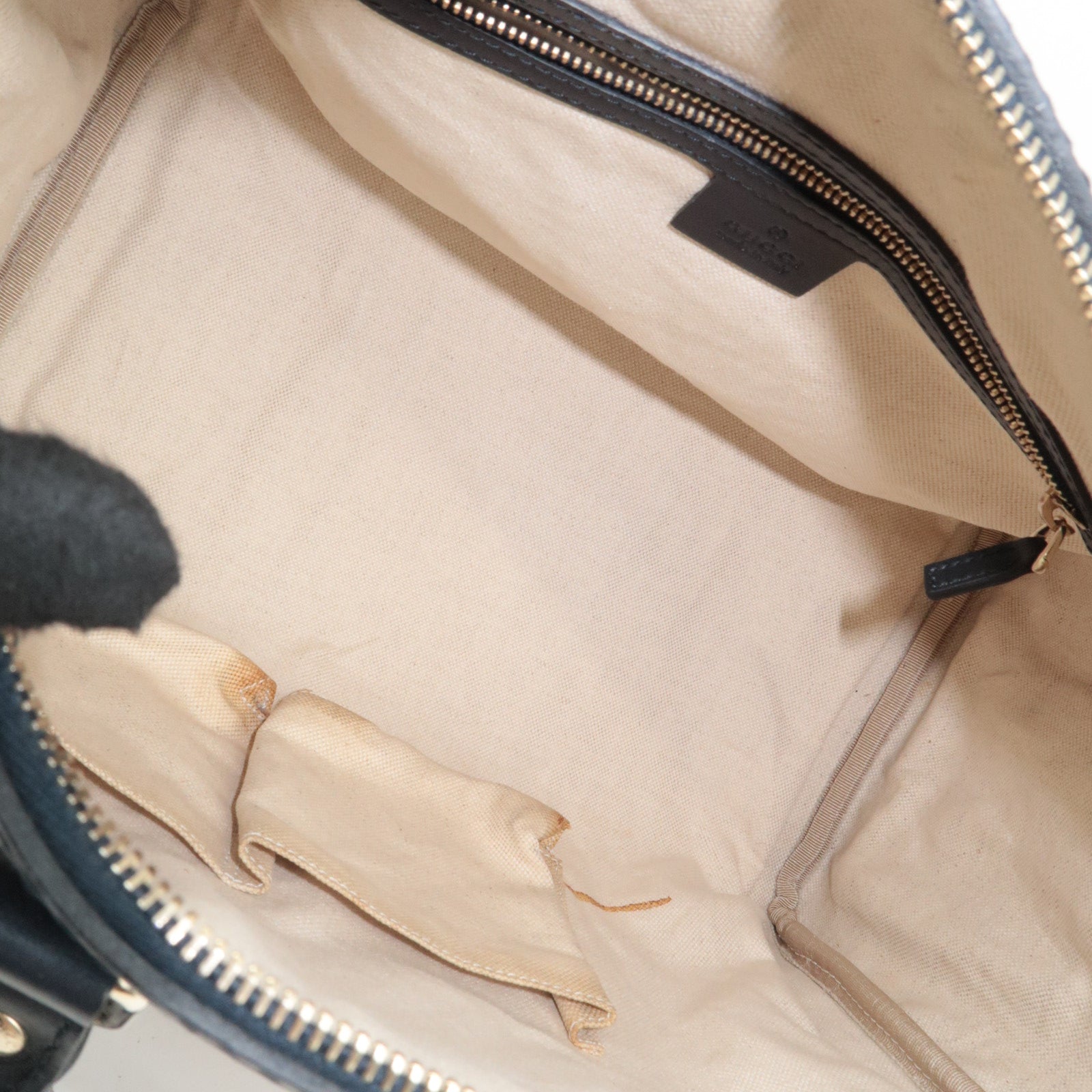 GUCCI Sherry GG Canvas 2Way Handbag Beige Navy 247205