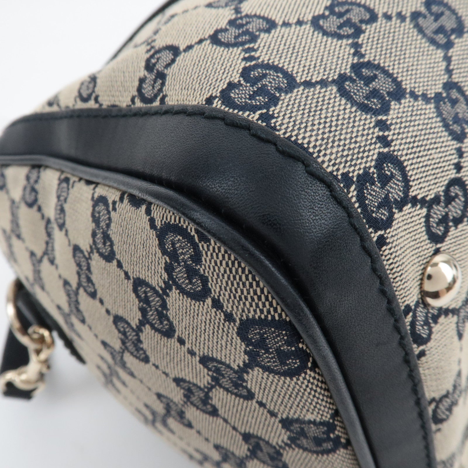 GUCCI Sherry GG Canvas 2Way Handbag Beige Navy 247205