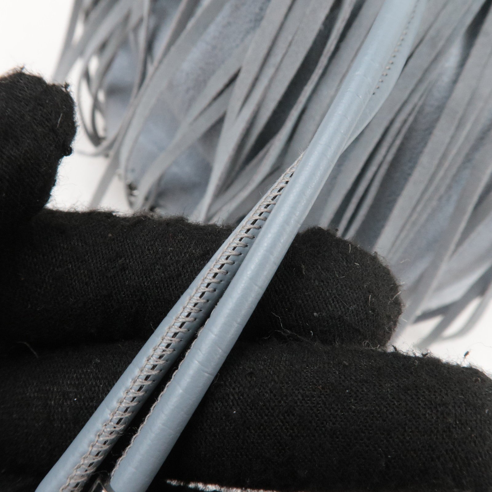 Stella McCartney Falabella Small Fringe Chain Shoulder Bag Gray