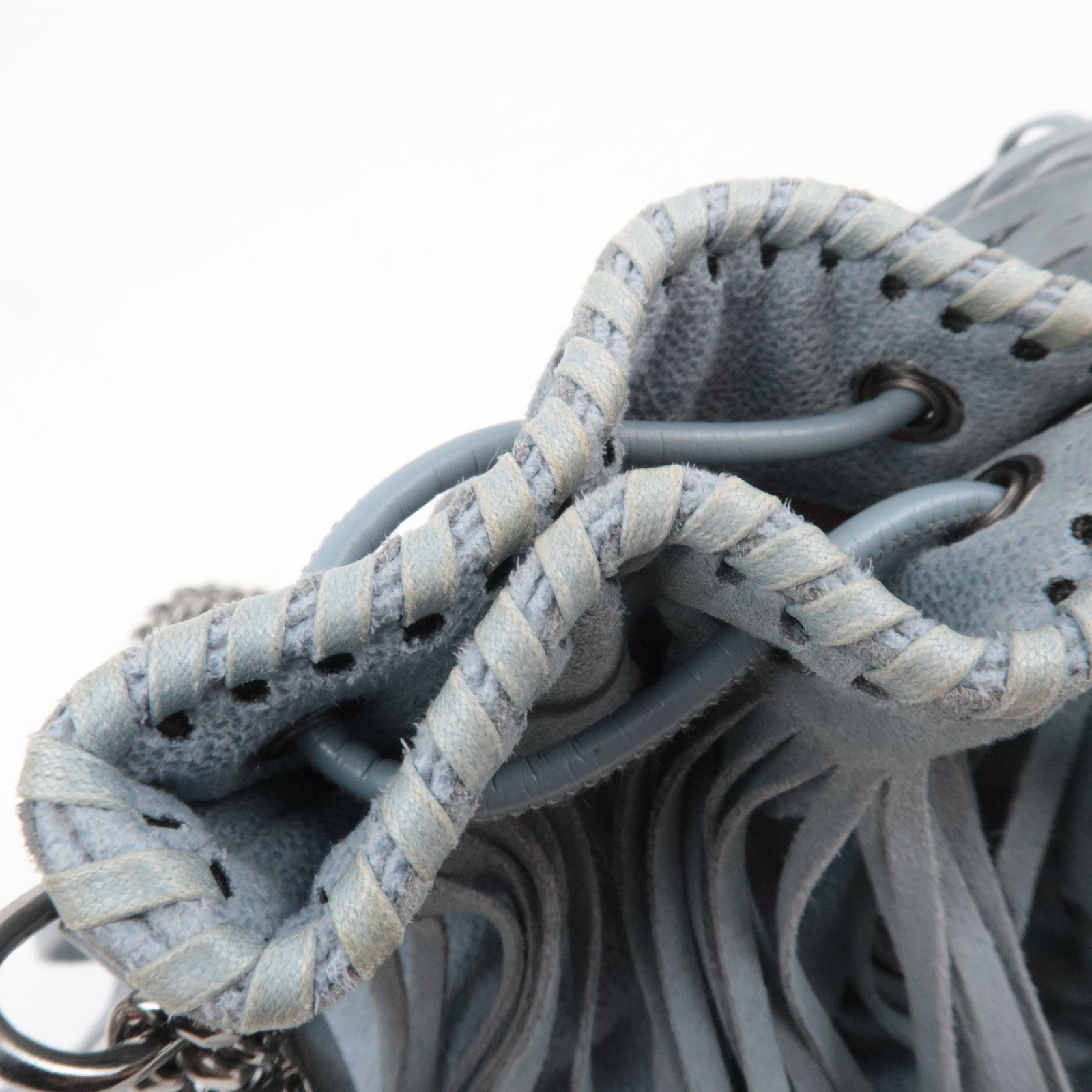 Stella McCartney Falabella Small Fringe Chain Shoulder Bag Gray