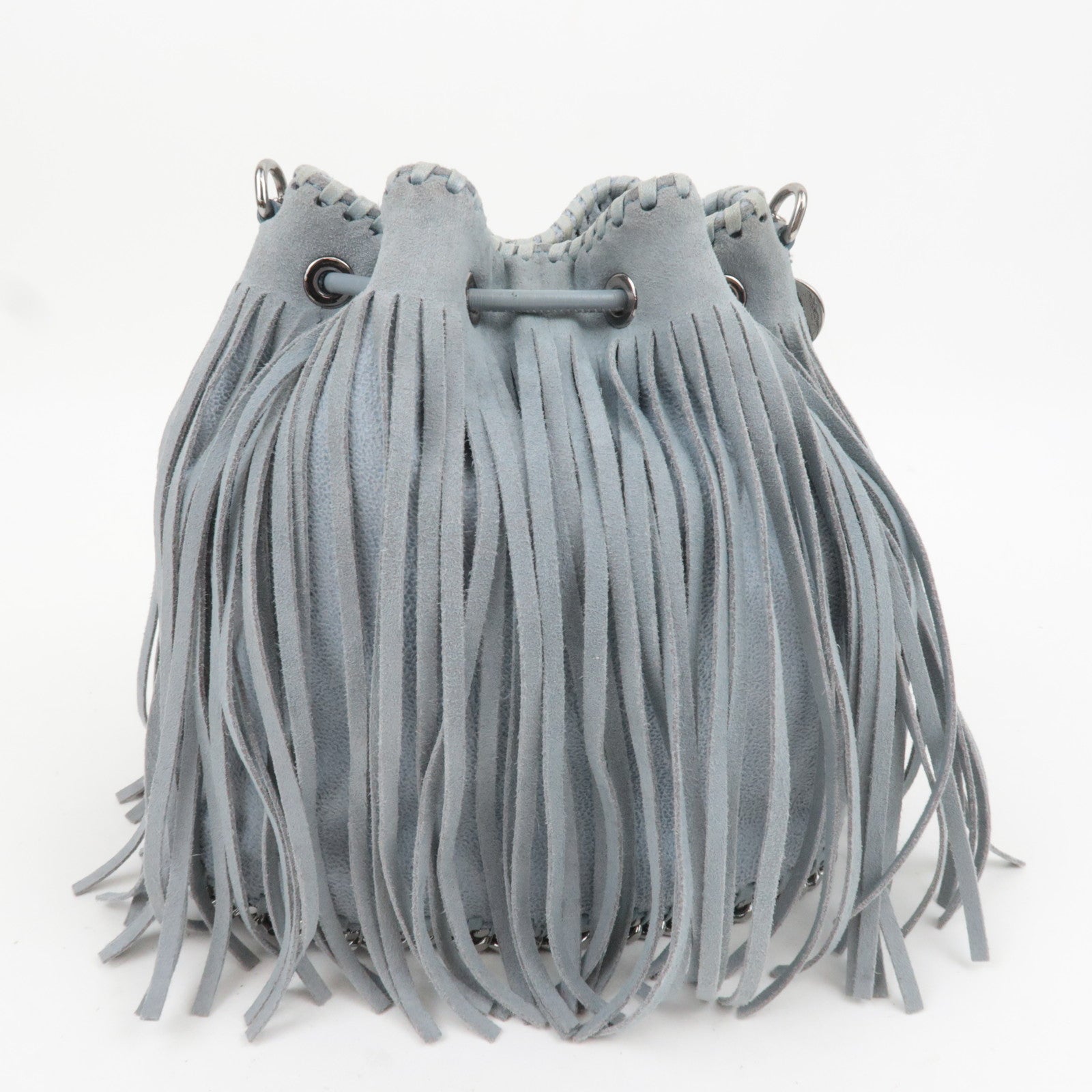 Stella McCartney Falabella Small Fringe Chain Shoulder Bag Gray