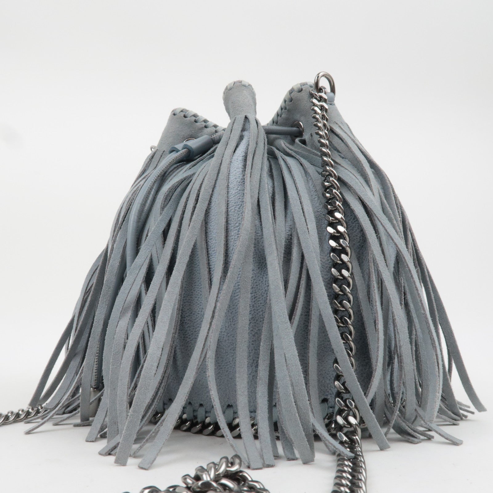 Stella McCartney Falabella Small Fringe Chain Shoulder Bag Gray