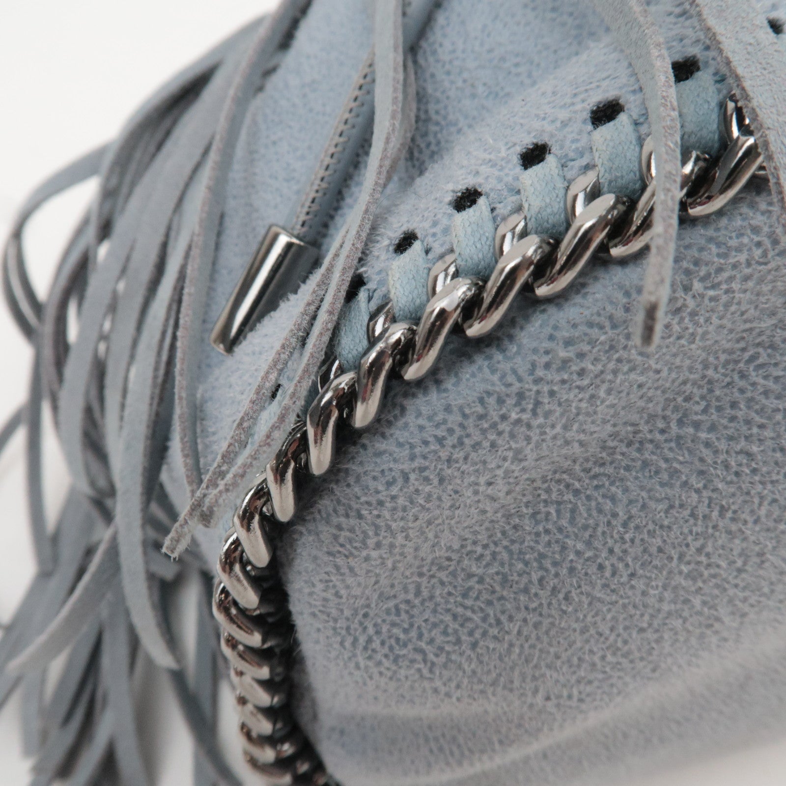 Stella McCartney Falabella Small Fringe Chain Shoulder Bag Gray