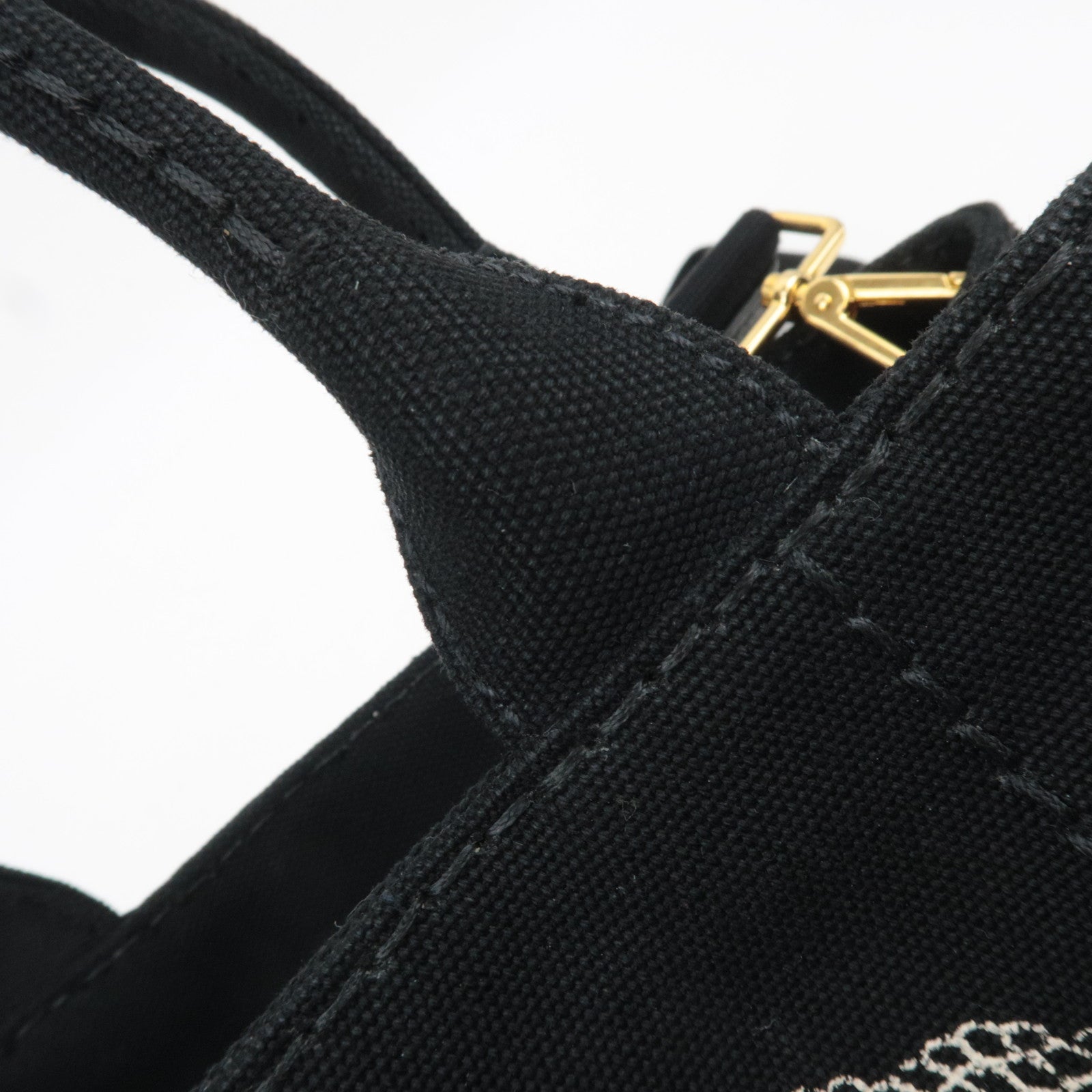 PRADA Canapa Mini 2Way Canvas Tote Bag Black 1BG439
