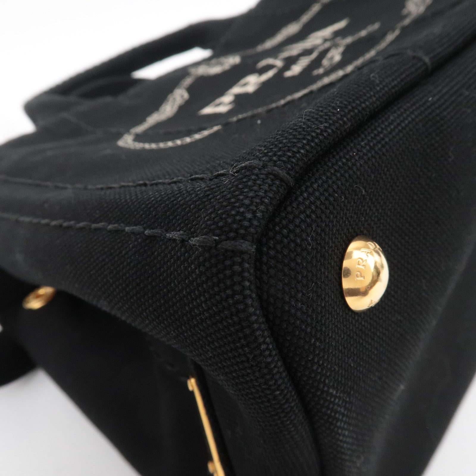 PRADA Canapa Mini 2Way Canvas Tote Bag Black 1BG439