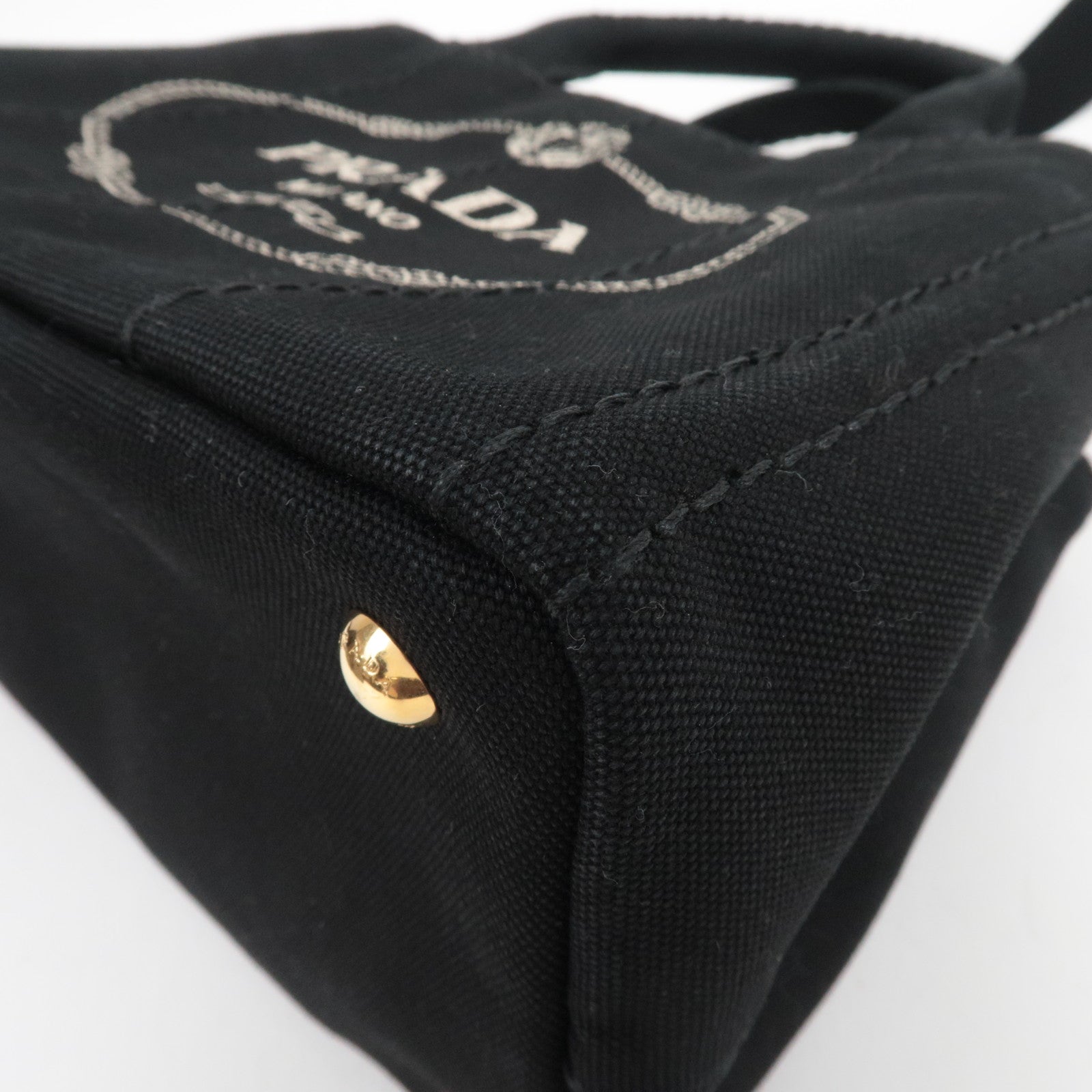 PRADA Canapa Mini 2Way Canvas Tote Bag Black 1BG439