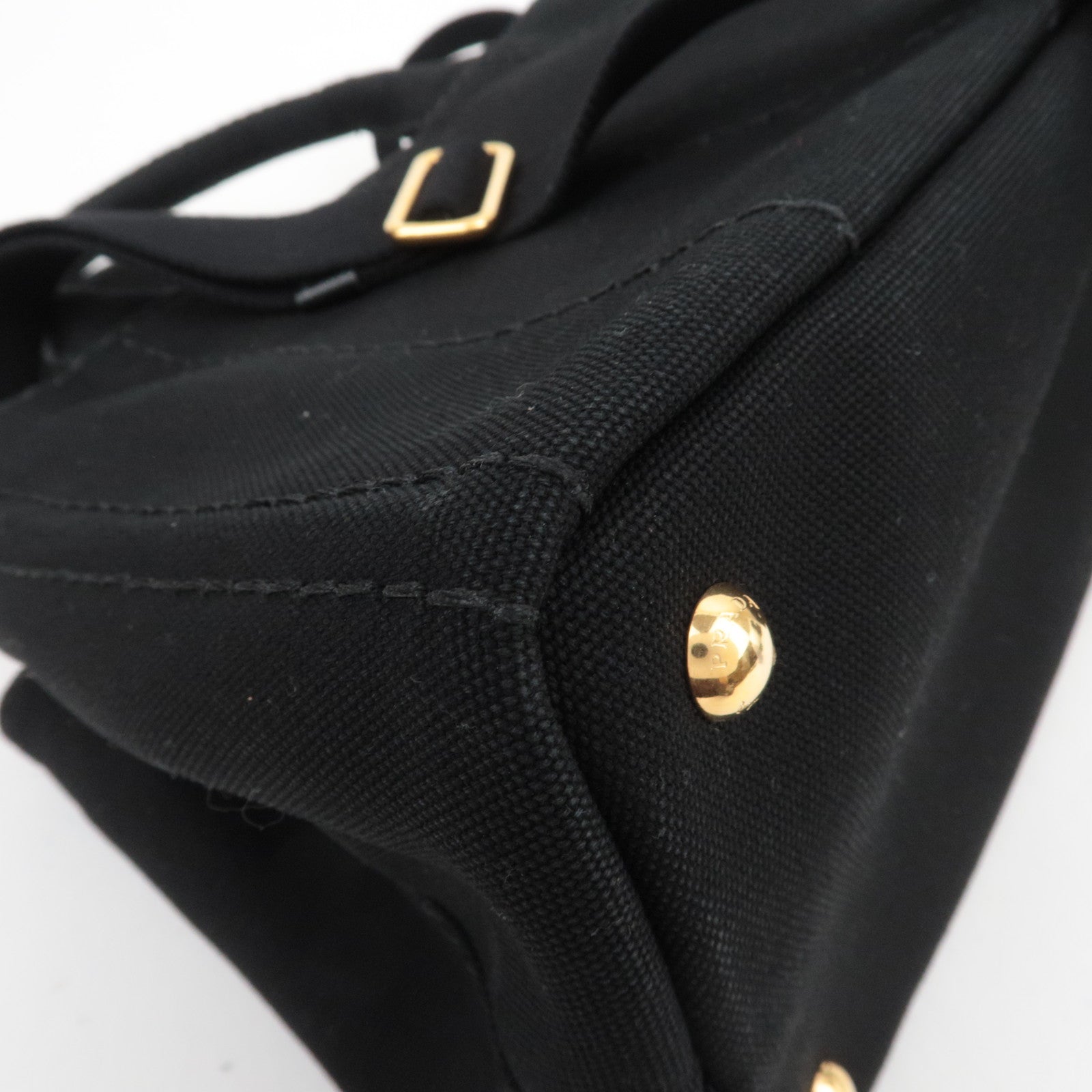 PRADA Canapa Mini 2Way Canvas Tote Bag Black 1BG439
