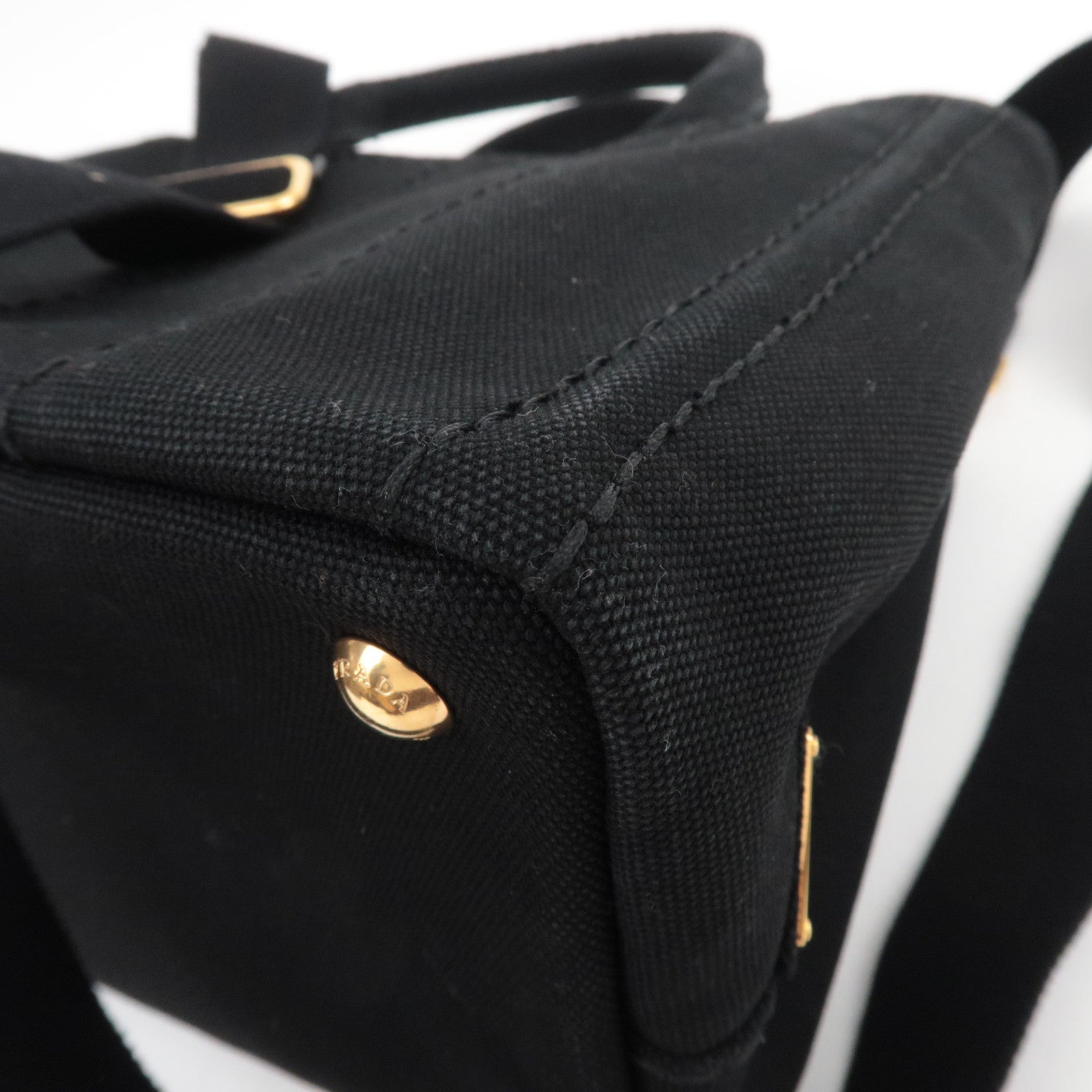 PRADA Canapa Mini 2Way Canvas Tote Bag Black 1BG439