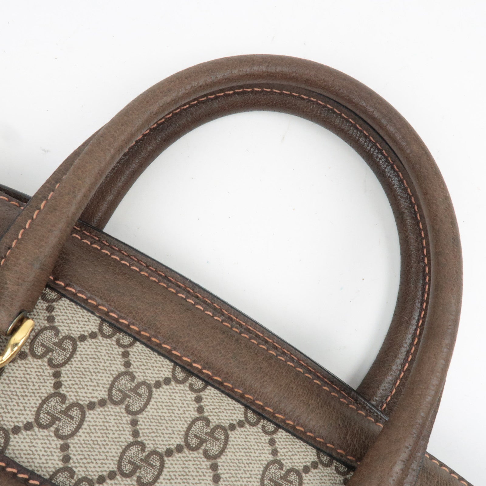 GUCCI Old Gucci Sherry GG Plus Handbag Beige Brown