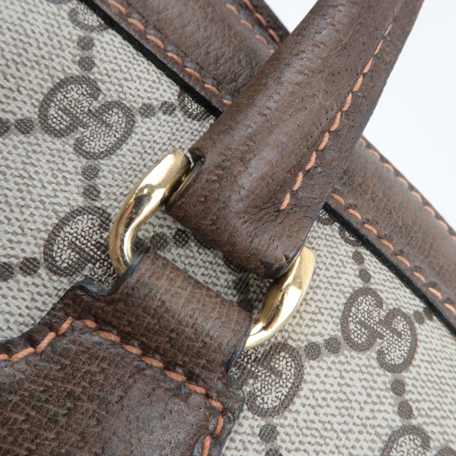 GUCCI Old Gucci Sherry GG Plus Handbag Beige Brown