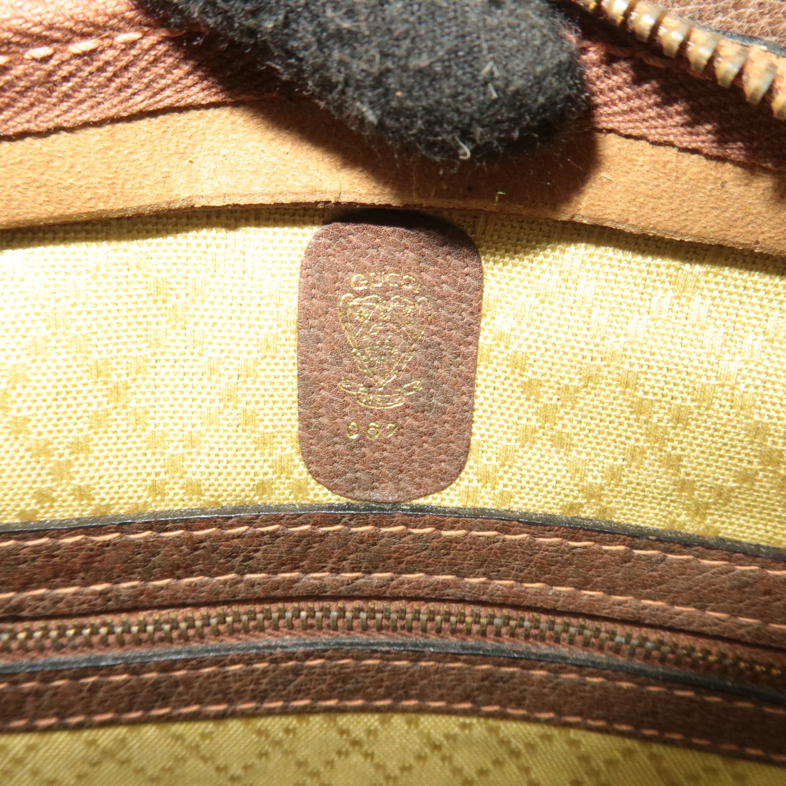 GUCCI Old Gucci Sherry GG Plus Handbag Beige Brown
