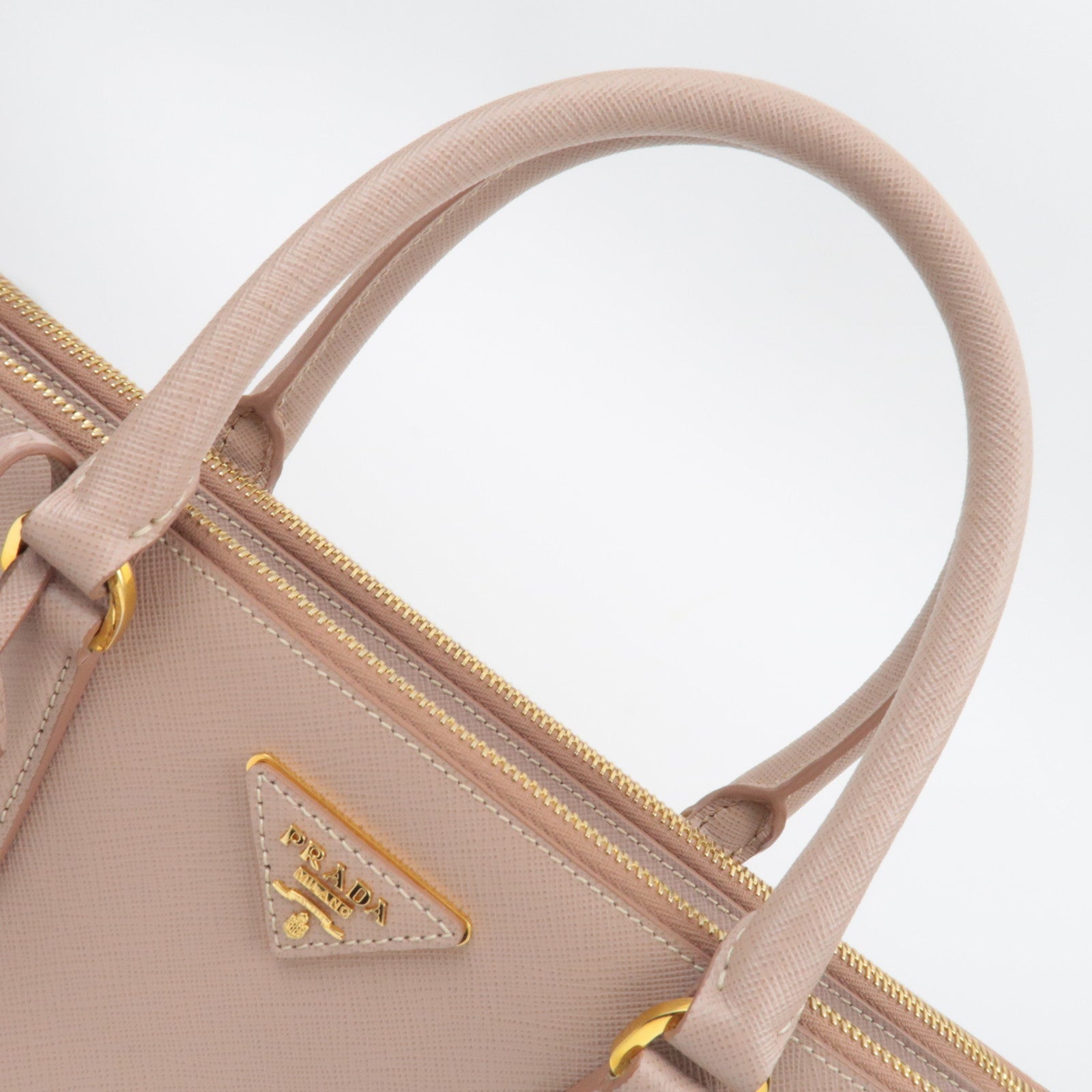 PRADA Saffiano Galleria Leather Handbag Pink Beige BN1786