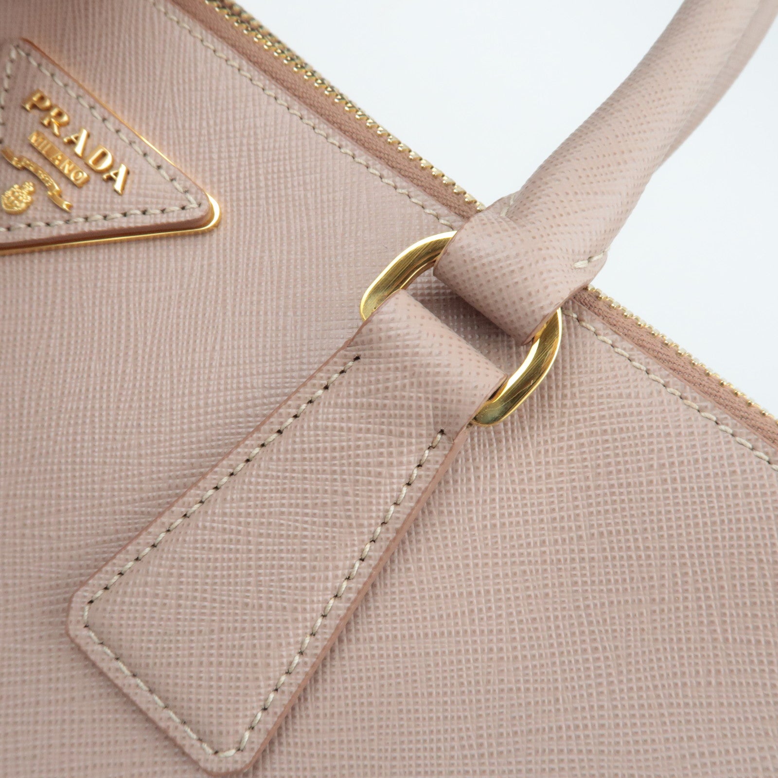 PRADA Saffiano Galleria Leather Handbag Pink Beige BN1786