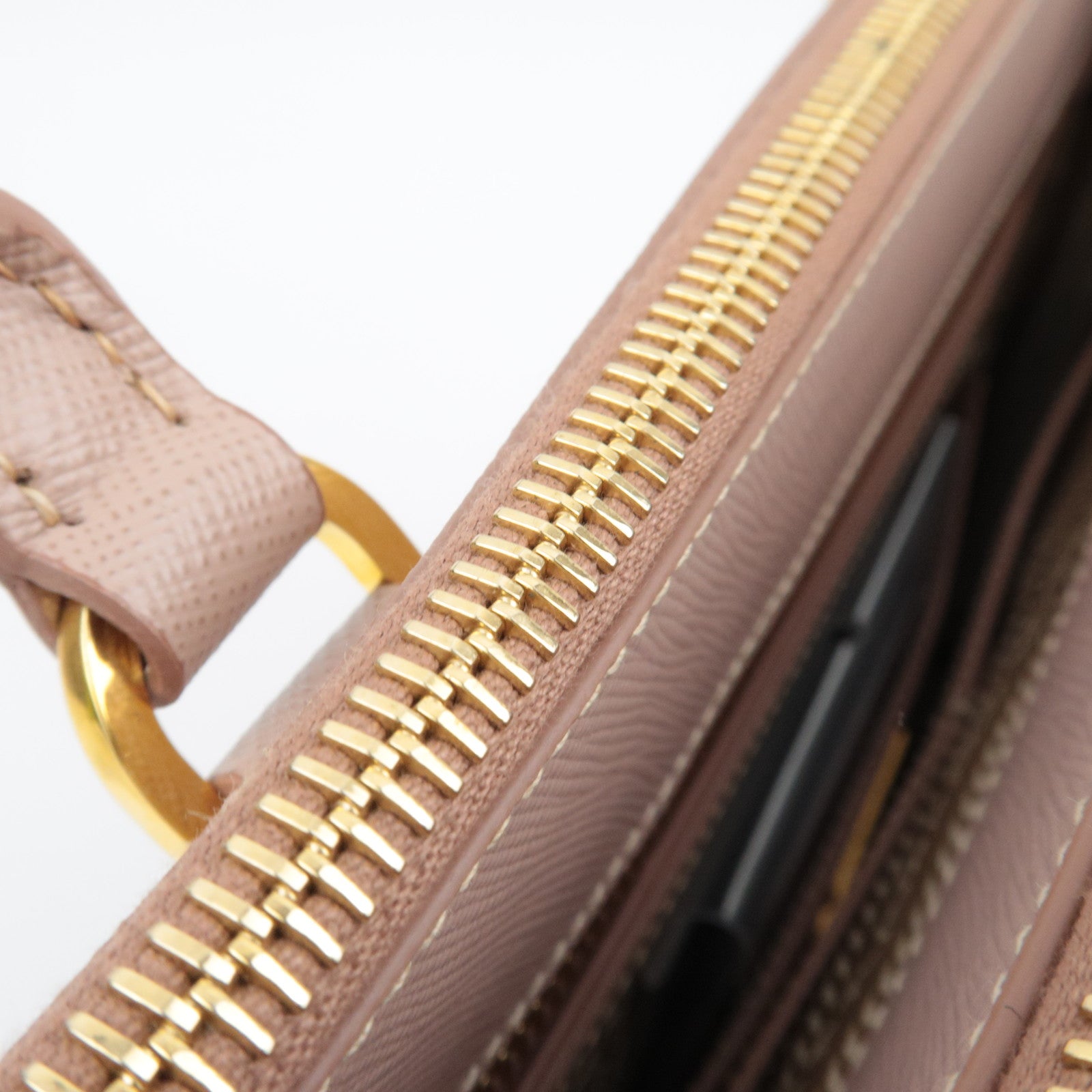 PRADA Saffiano Galleria Leather Handbag Pink Beige BN1786