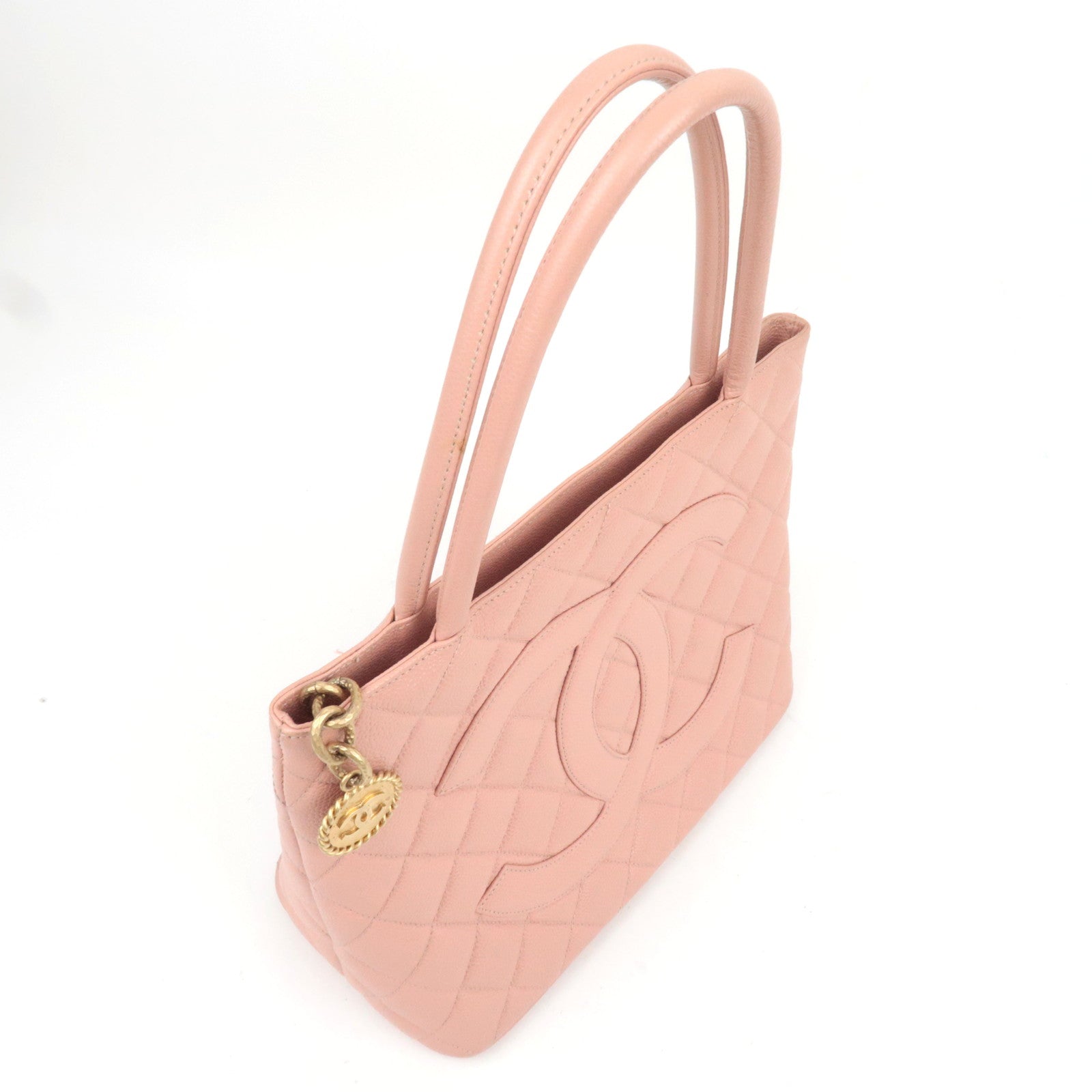CHANEL Medallion Tote Bag Caviarskin Pink A01804