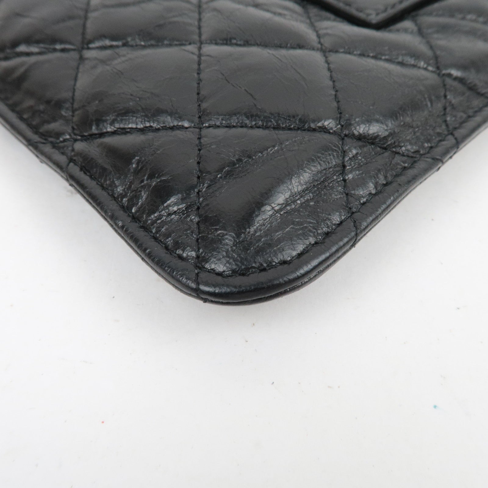 CHANEL Matelasse Aged Calfskin Clutch Bag Black