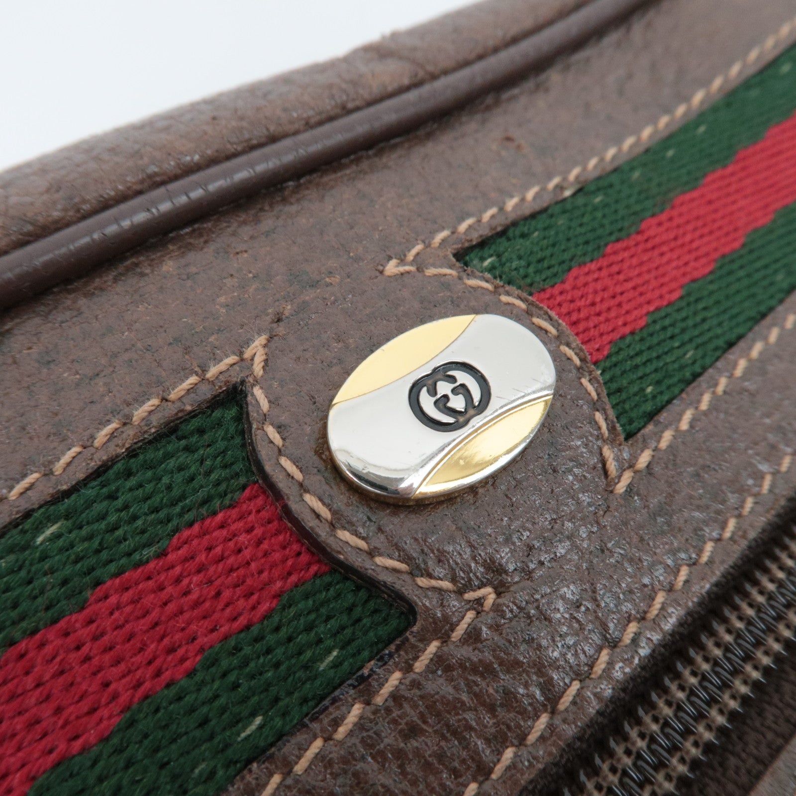 GUCCI Old Gucci Sherry GG Plus Shoulder Bag Brown 001.115.6655