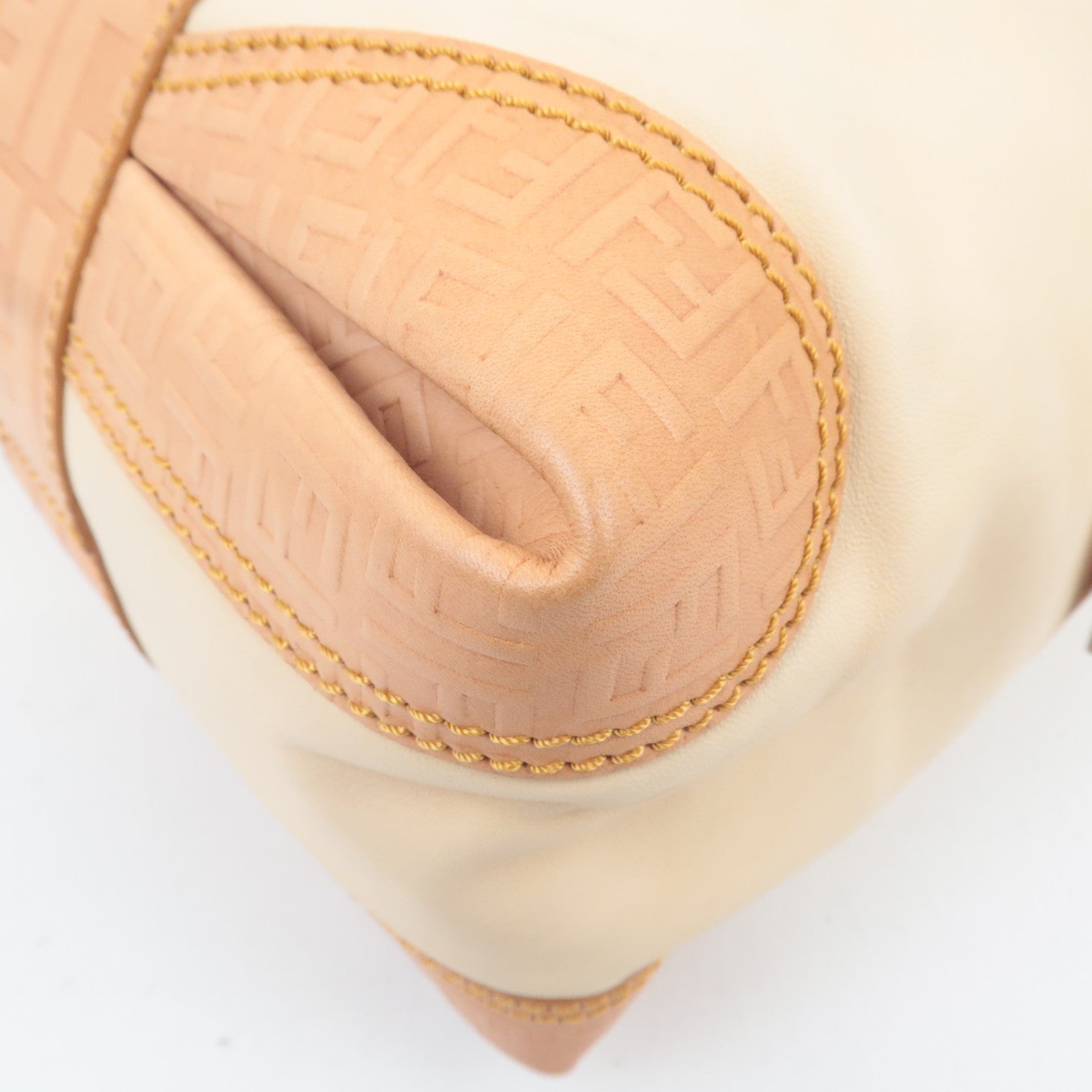 FENDI Zucca Leather Handbag Beige 8BL096