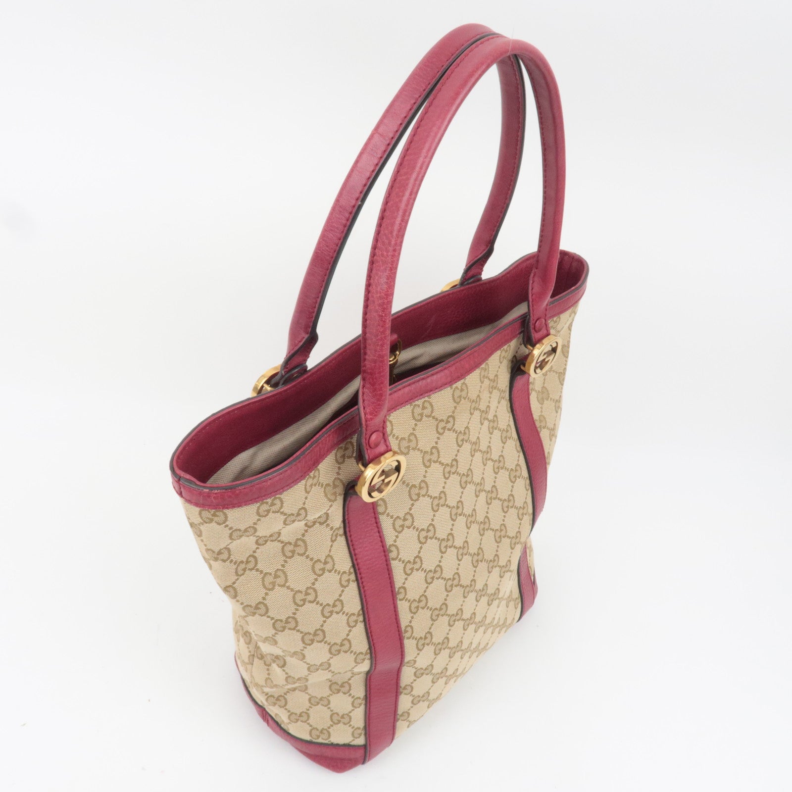GUCCI Miss GG GG Canvas Tote Bag Beige Red 342591