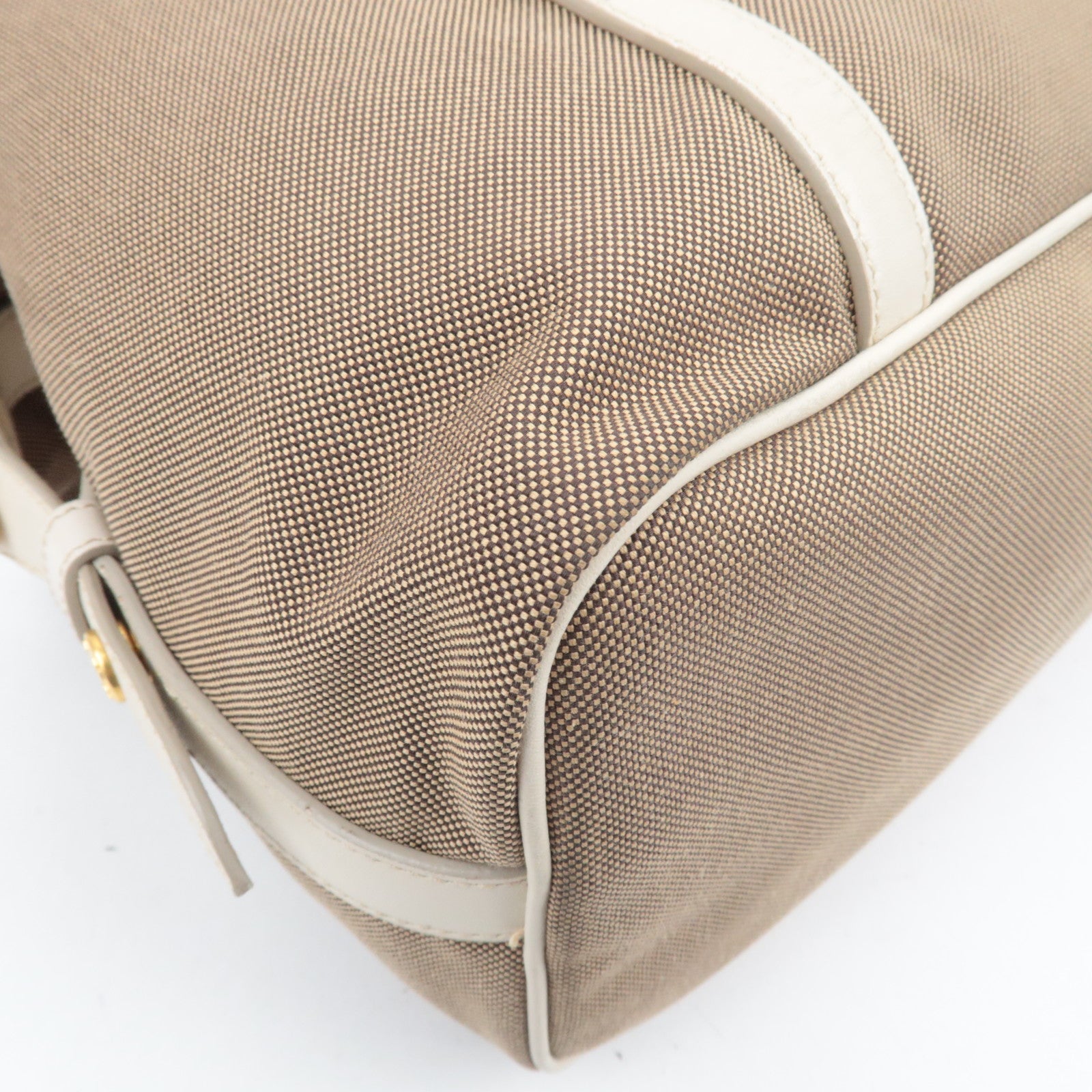 PRADA Logo Jacquard Shoulder Bag Beige
