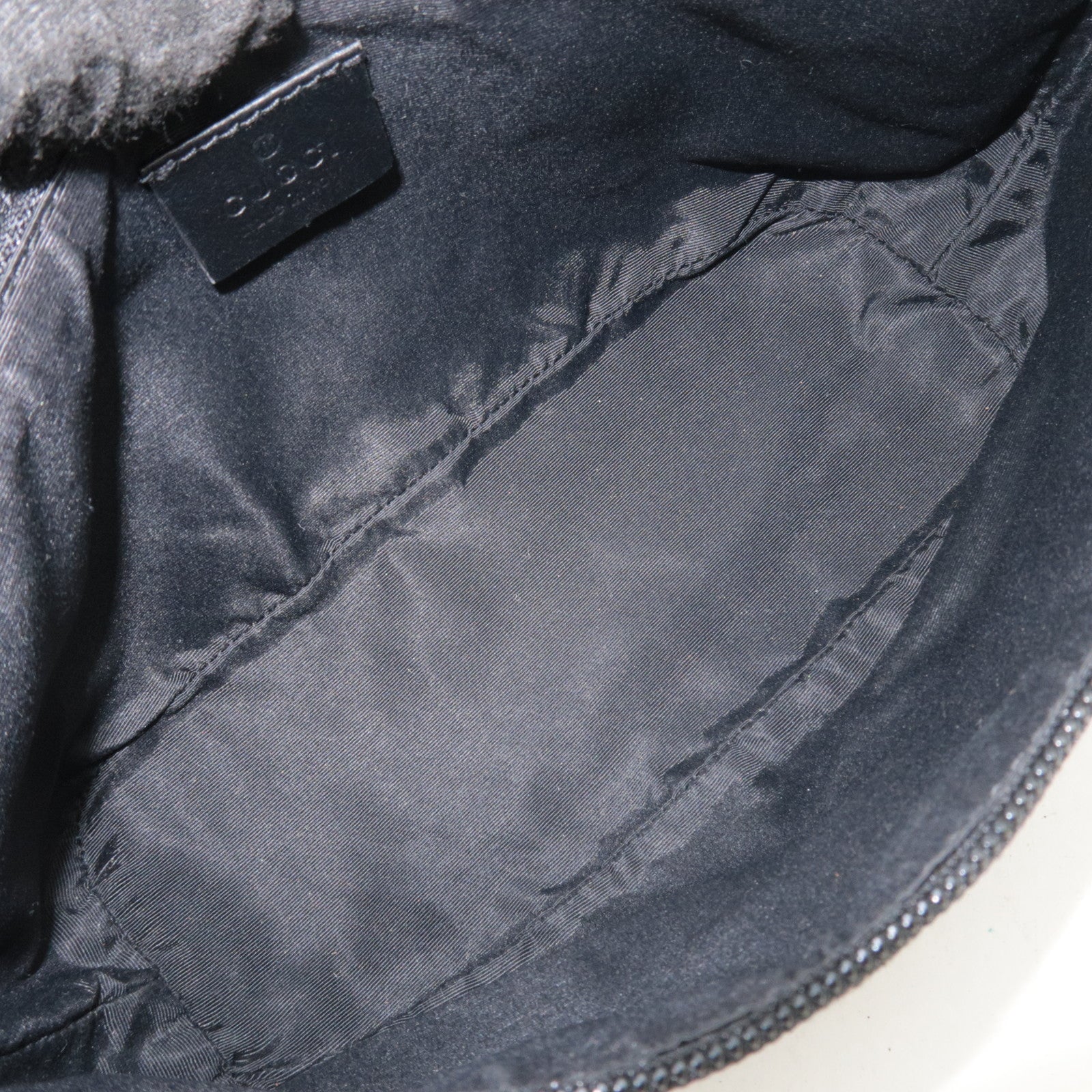 GUCCI Boat Bag GG Denim Handbag Black 07198