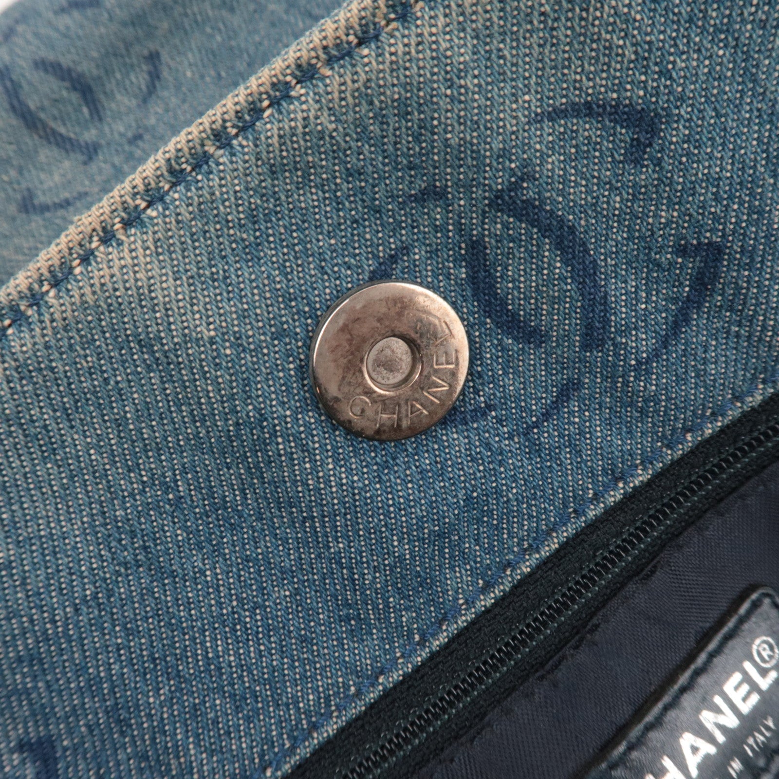 CHANEL Coco Mark Denim Tote bag Blue