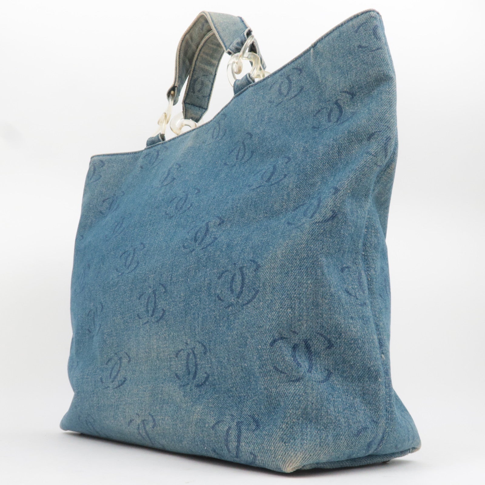 CHANEL Coco Mark Denim Tote bag Blue