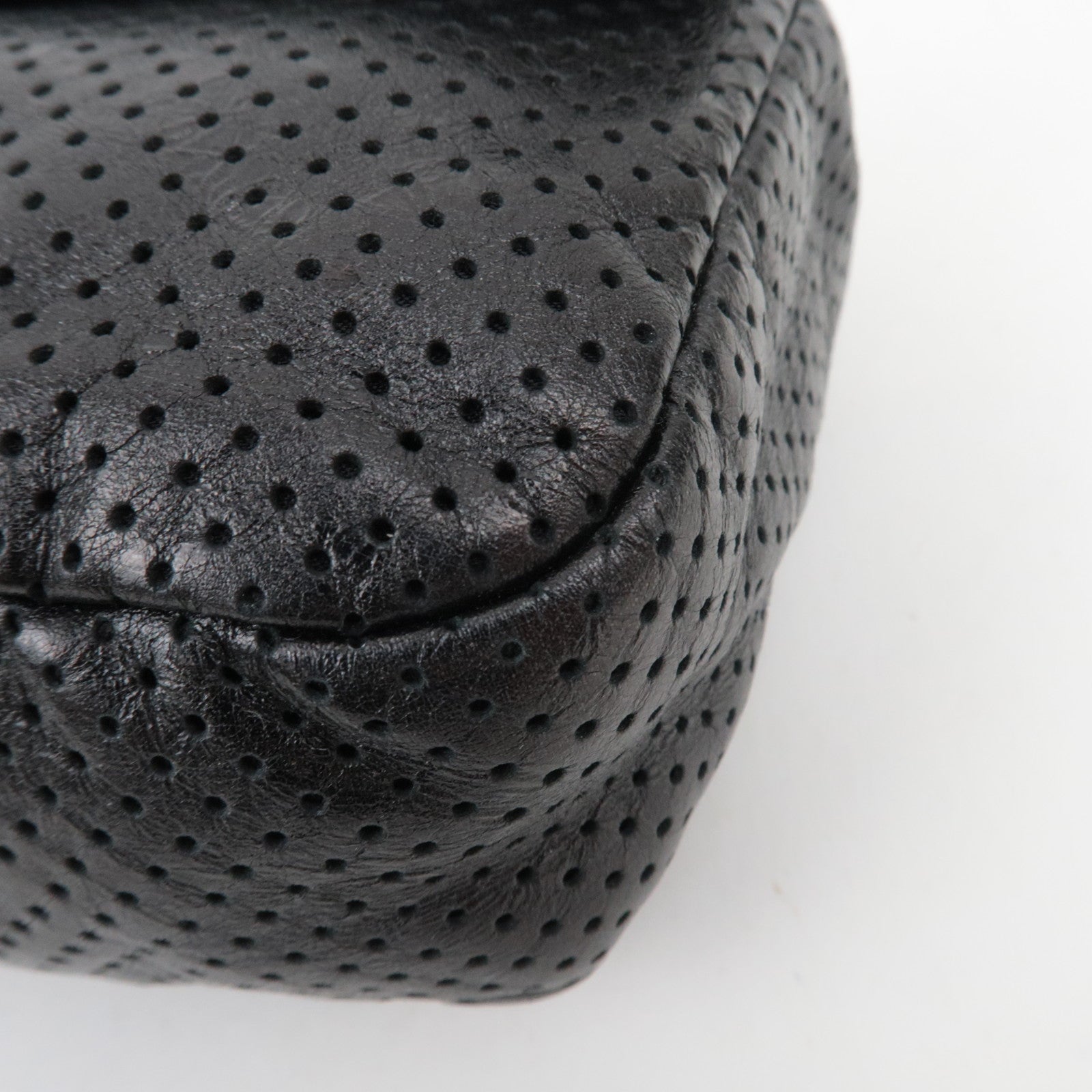 CHANEL 2.55 Perforated Leather Chain Shoulder Bag Black