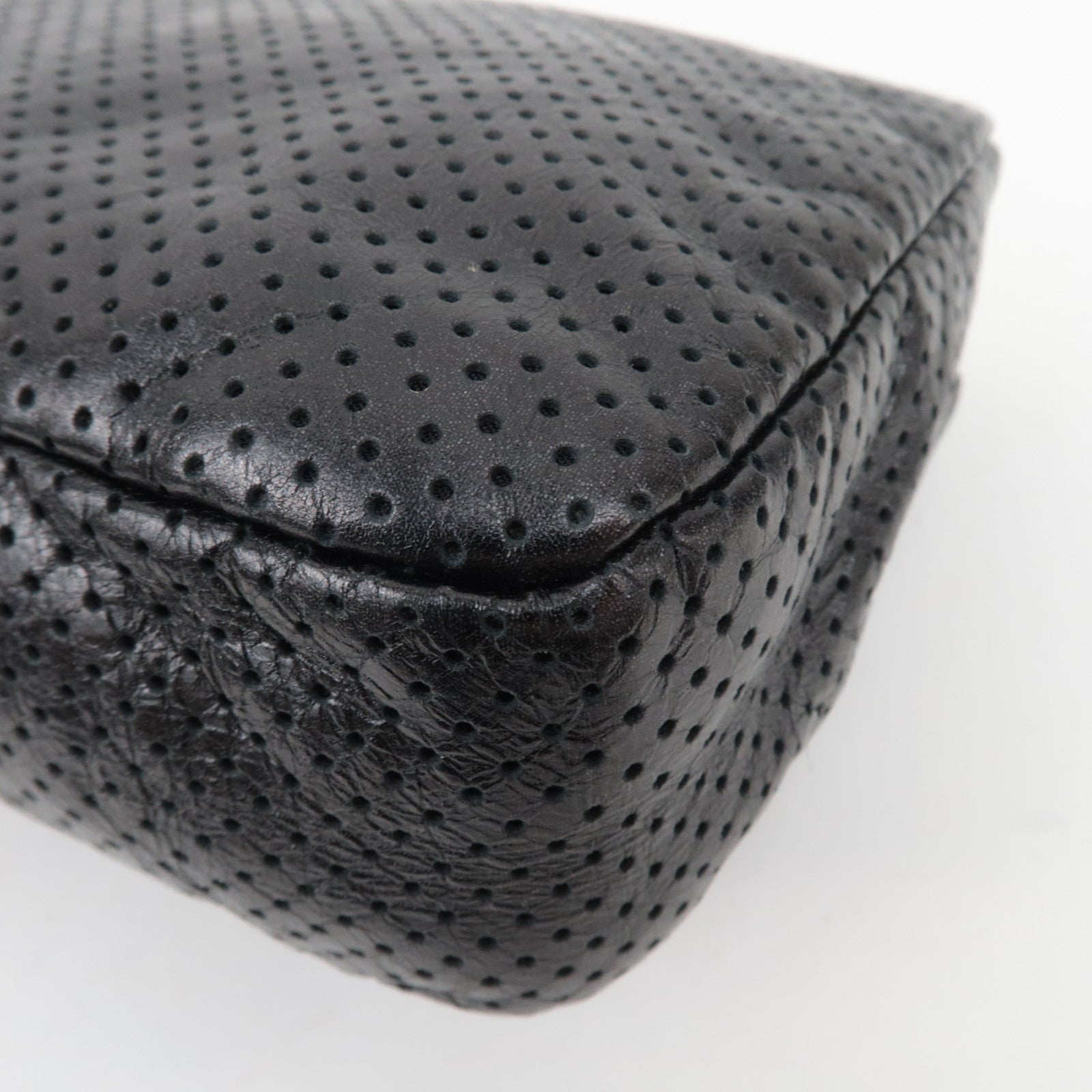 CHANEL 2.55 Perforated Leather Chain Shoulder Bag Black