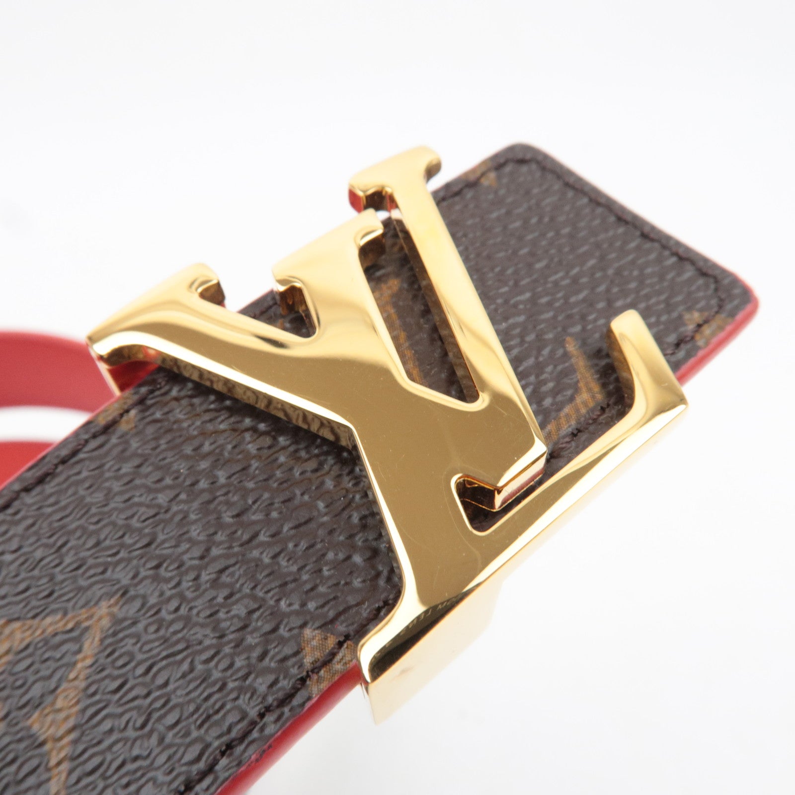 Louis Vuitton Monogram Ceinture LV Initial Reversible Belt 85/34 Rouge M9498