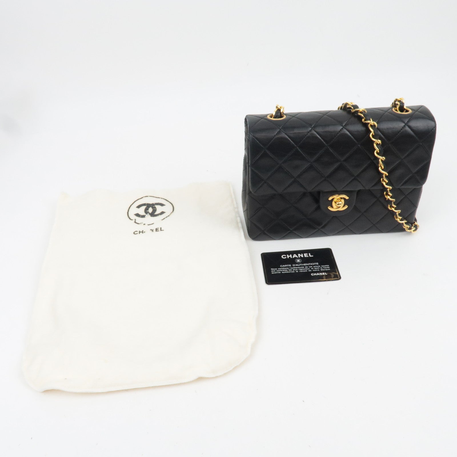 CHANEL Mini Matelasse 20 Lambskin Chain Shoulder Bag Black