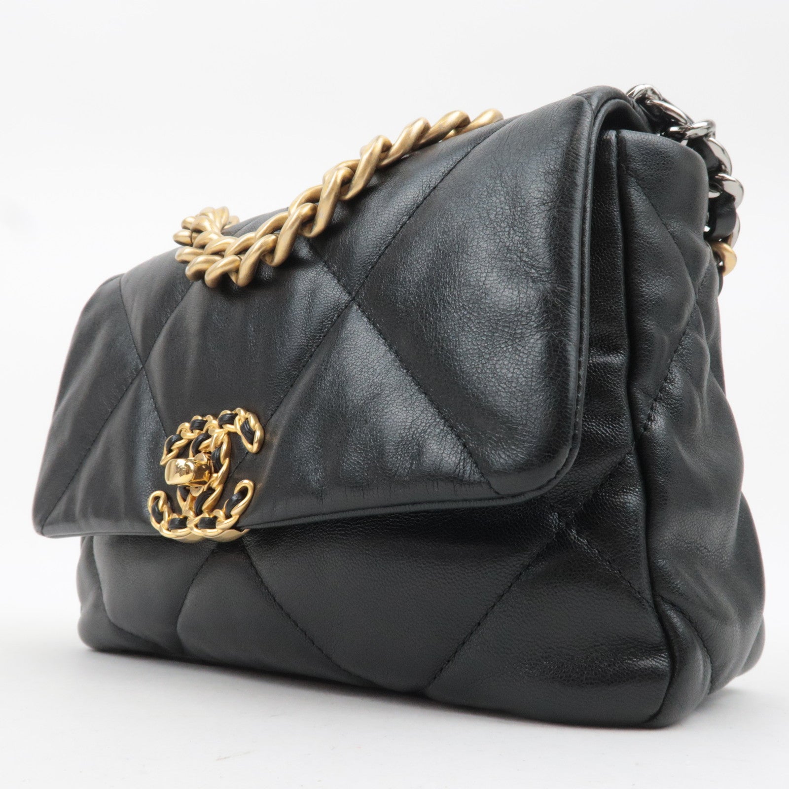 CHANEL Chanel 19 Dixneuf 2Way Lambskin Chain Shoulder Bag Black AS1160