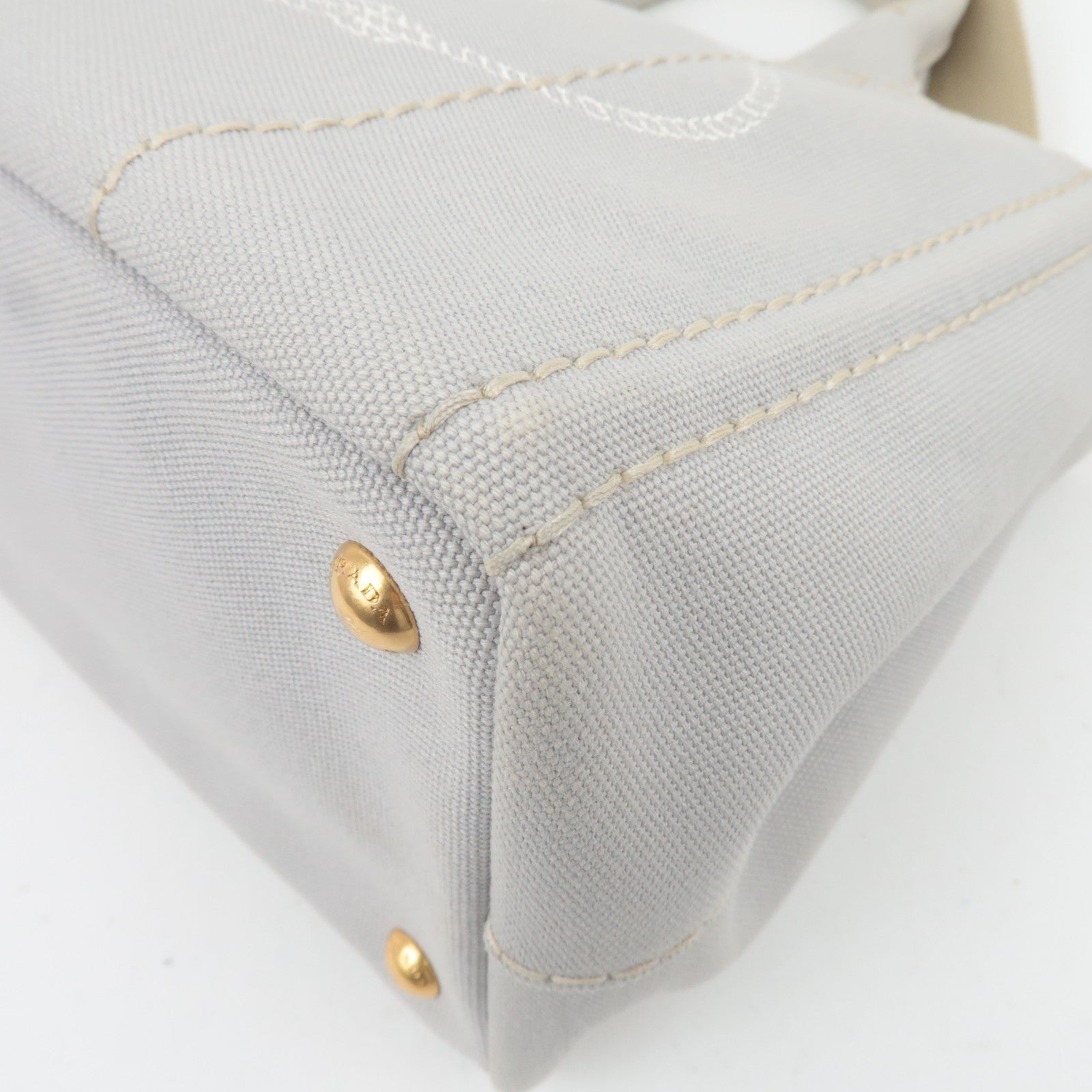 PRADA Canapa Mini 2Way Canvas Tote Bag Gray 1BG439
