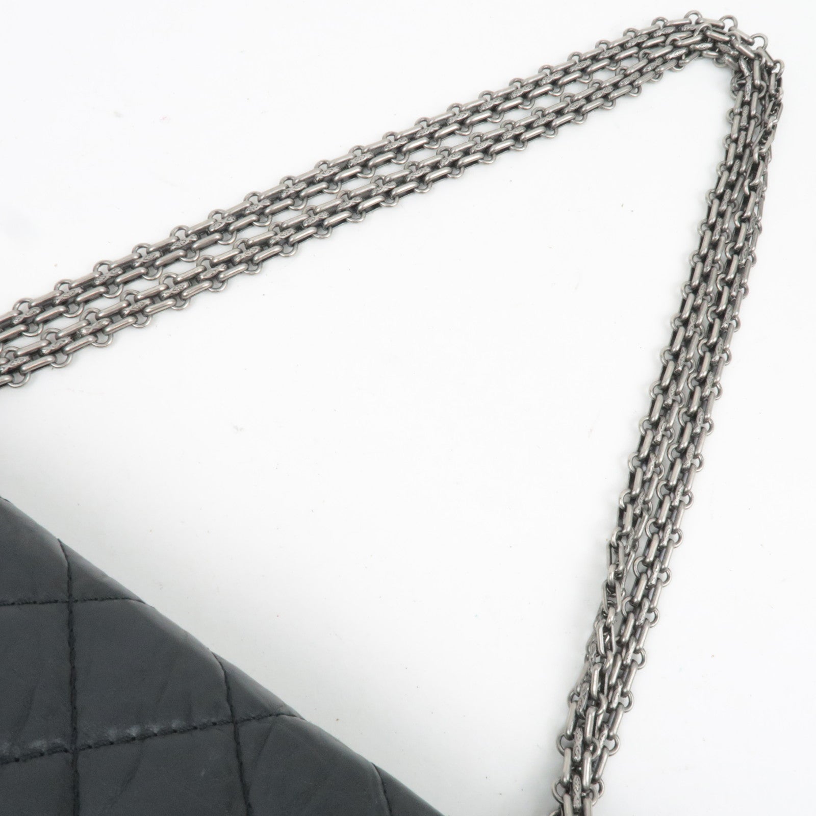 CHANEL 2.55 Matelasse Double Flap Aged Calfskin Chain Shoulder Bag Black