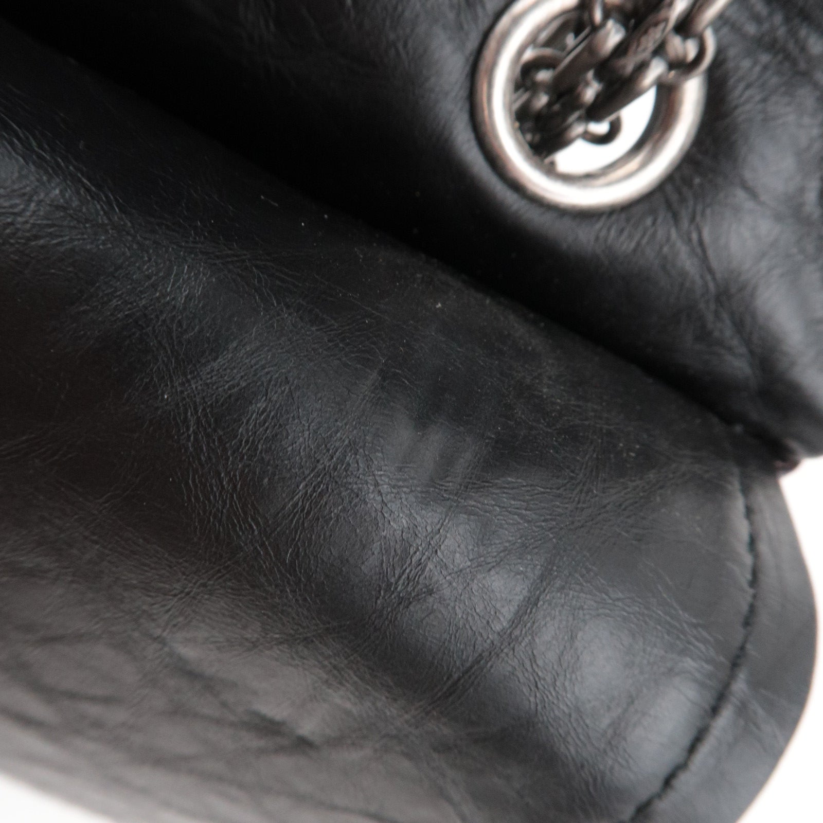 CHANEL 2.55 Matelasse Double Flap Aged Calfskin Chain Shoulder Bag Black