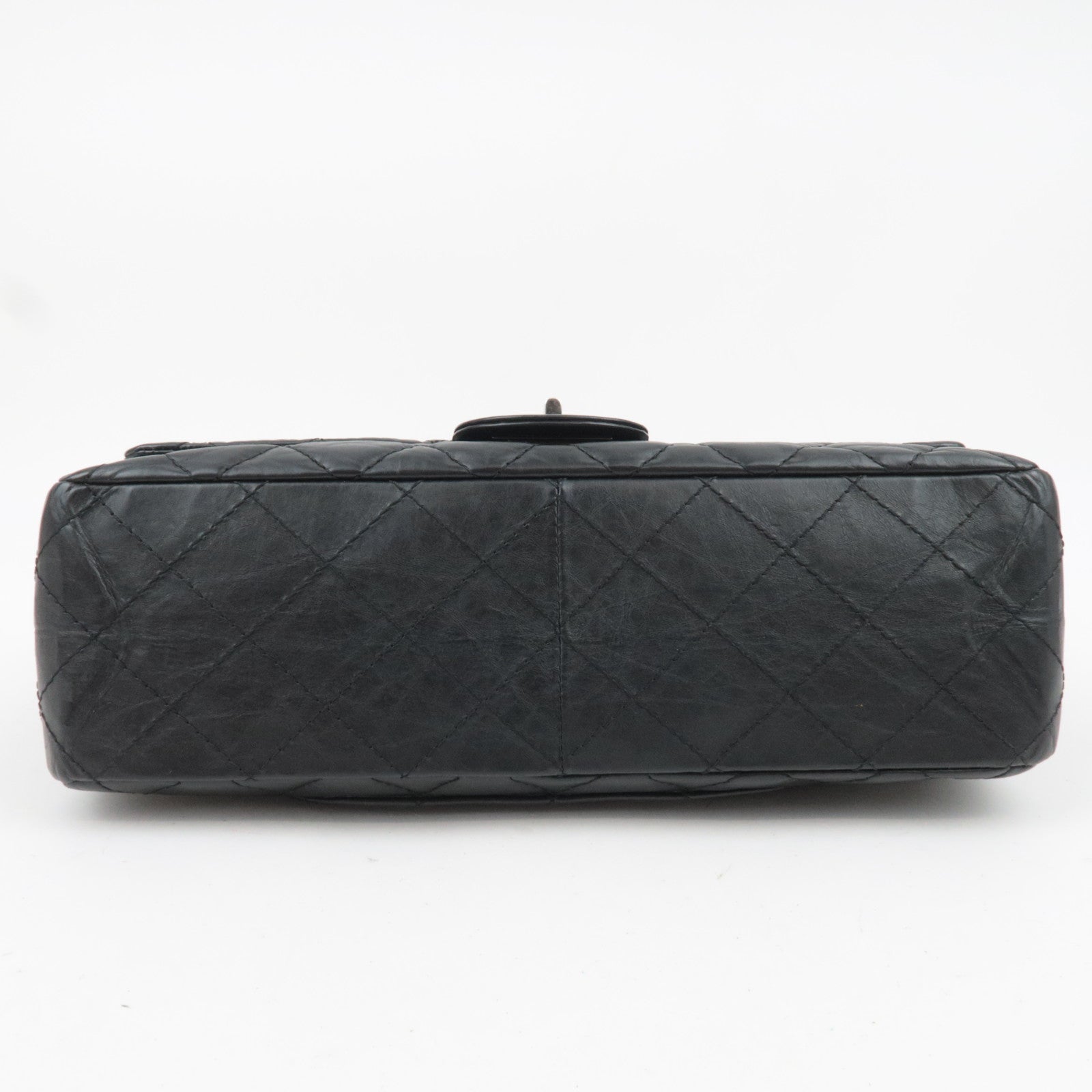 CHANEL 2.55 Matelasse Double Flap Aged Calfskin Chain Shoulder Bag Black
