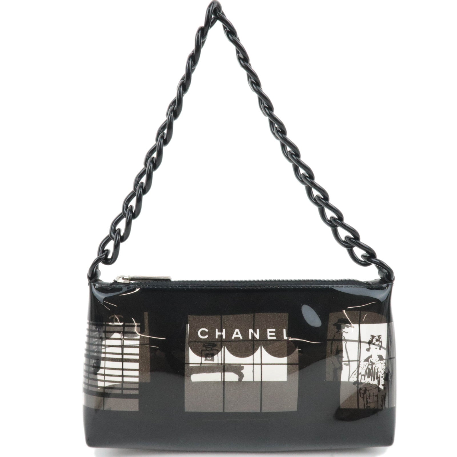 CHANEL Window Line Clear Shoulder Bag Black88574