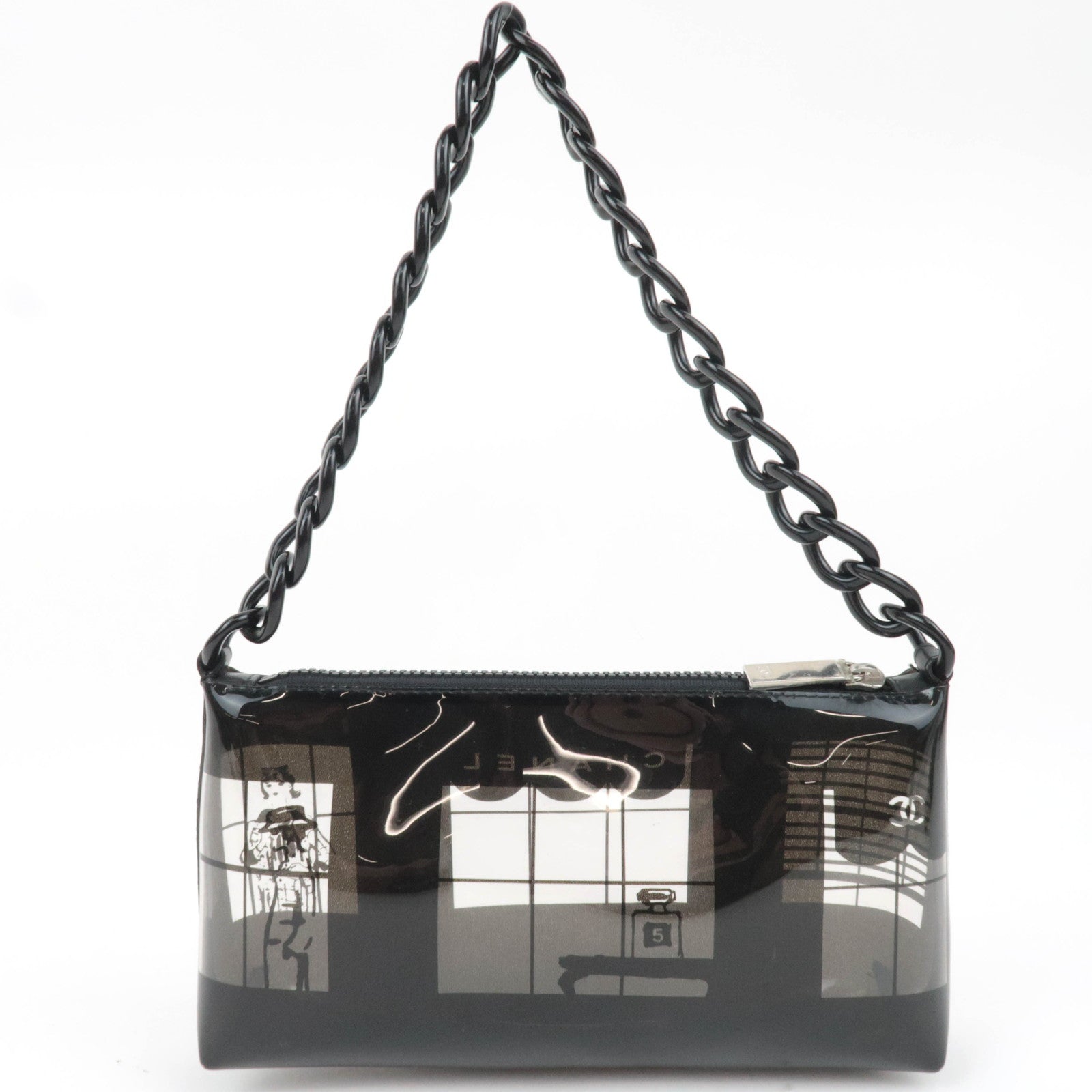 CHANEL Window Line Clear Shoulder Bag Black