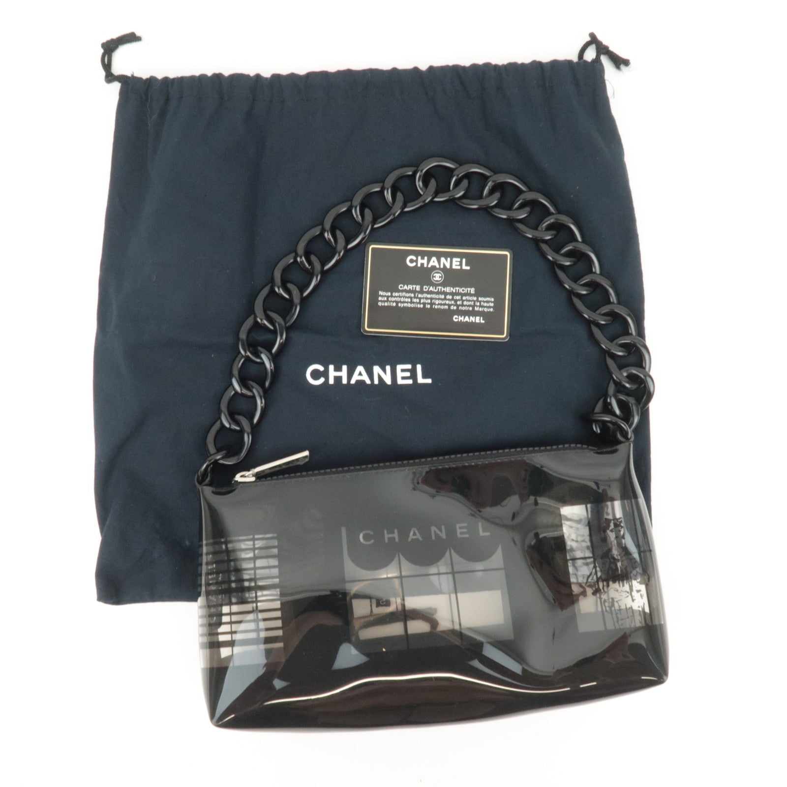 CHANEL Window Line Clear Shoulder Bag Black
