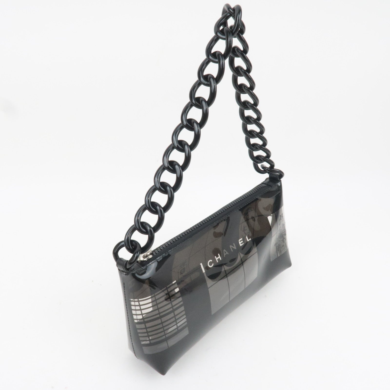 CHANEL Window Line Clear Shoulder Bag Black