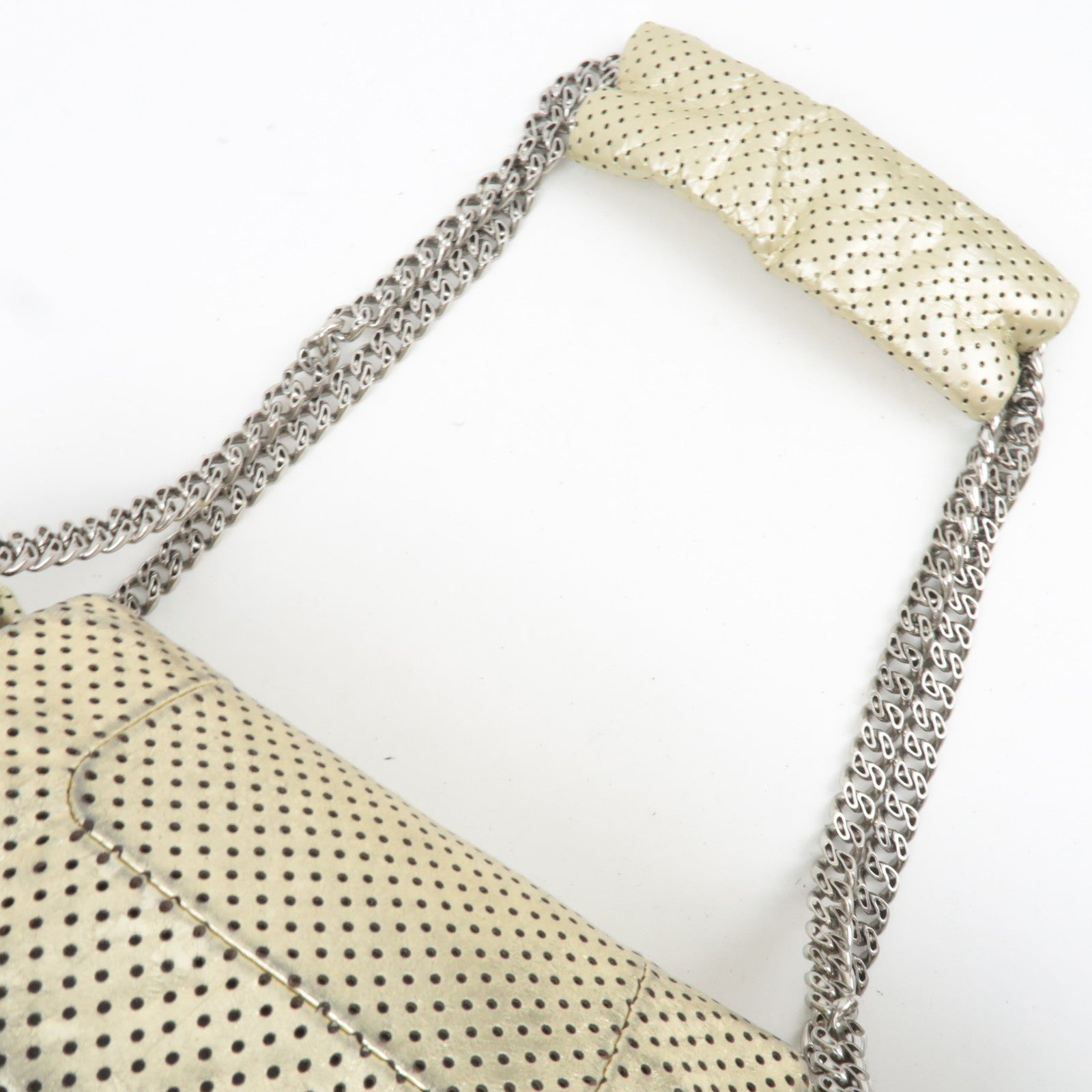 CHANEL 2.55 Perforated Leather Chain Shoulder Bag Gold